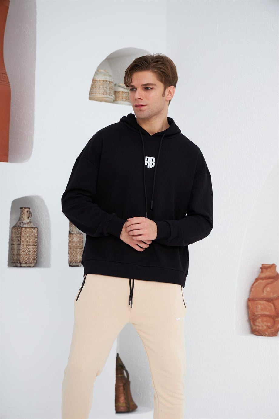 Logo Kabartmalı Kapüşonlu Sweatshirt