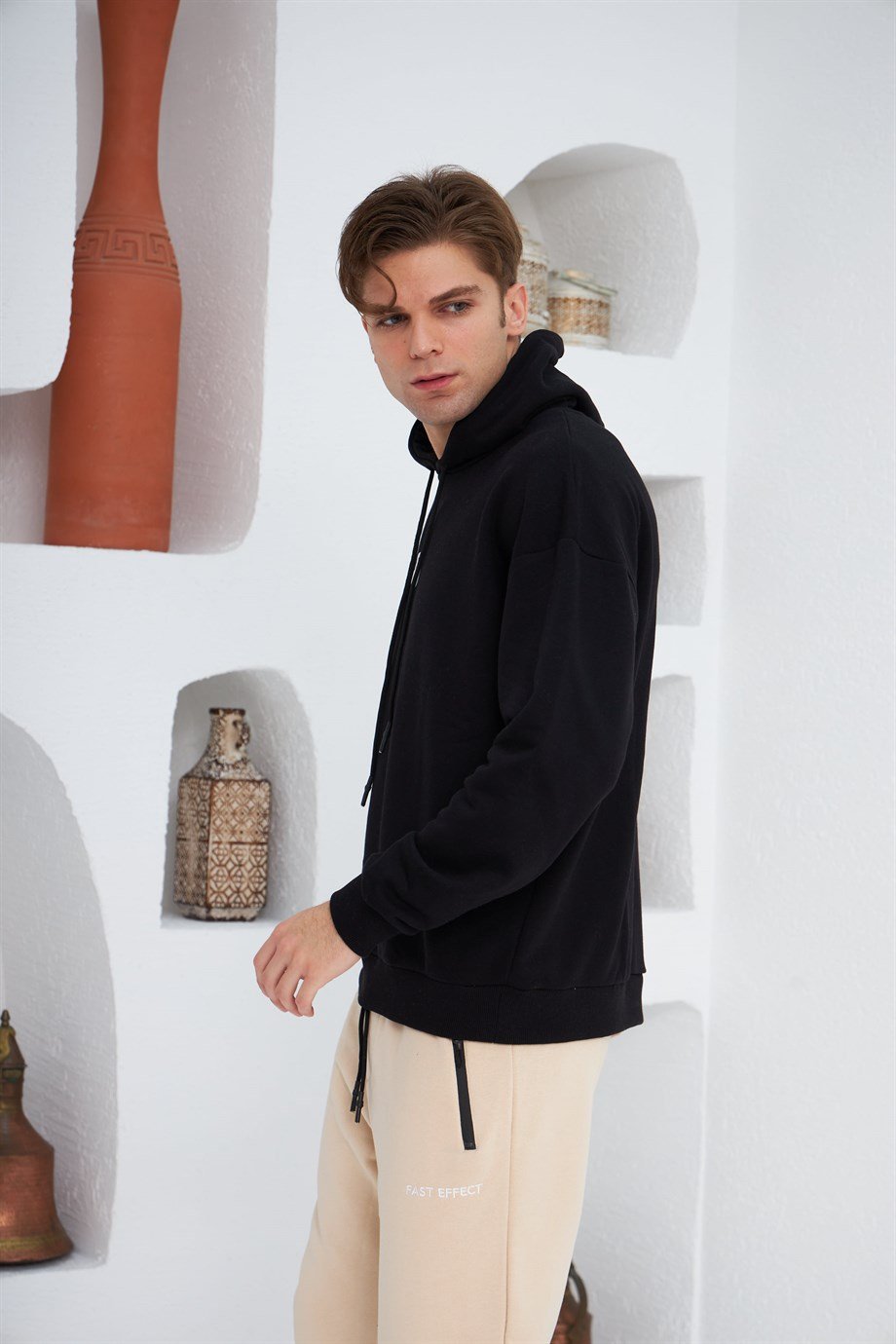 Logo Kabartmalı Kapüşonlu Sweatshirt
