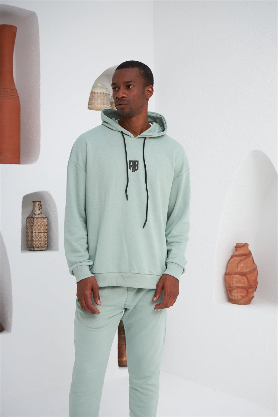 Logo Kabartmalı Kapüşonlu Sweatshirt