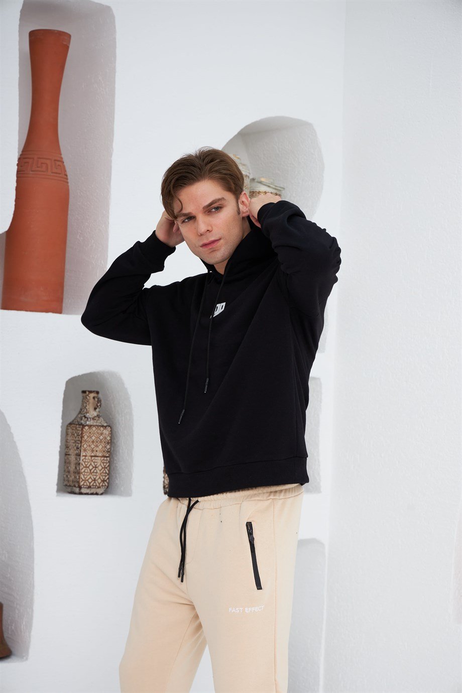 Logo Kabartmalı Kapüşonlu Sweatshirt