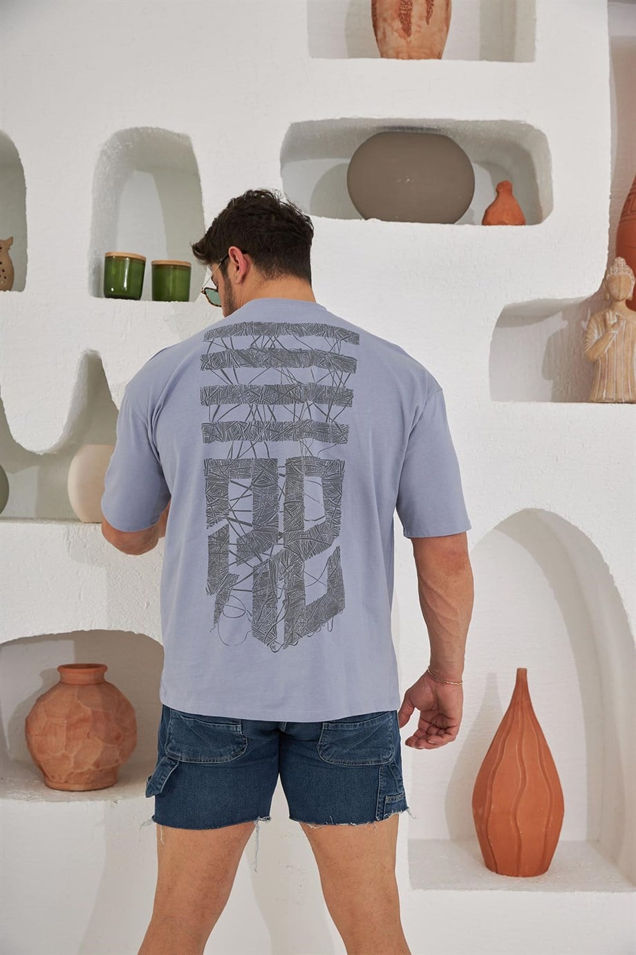 Mumya Desen Oversize T-Shirt Mor