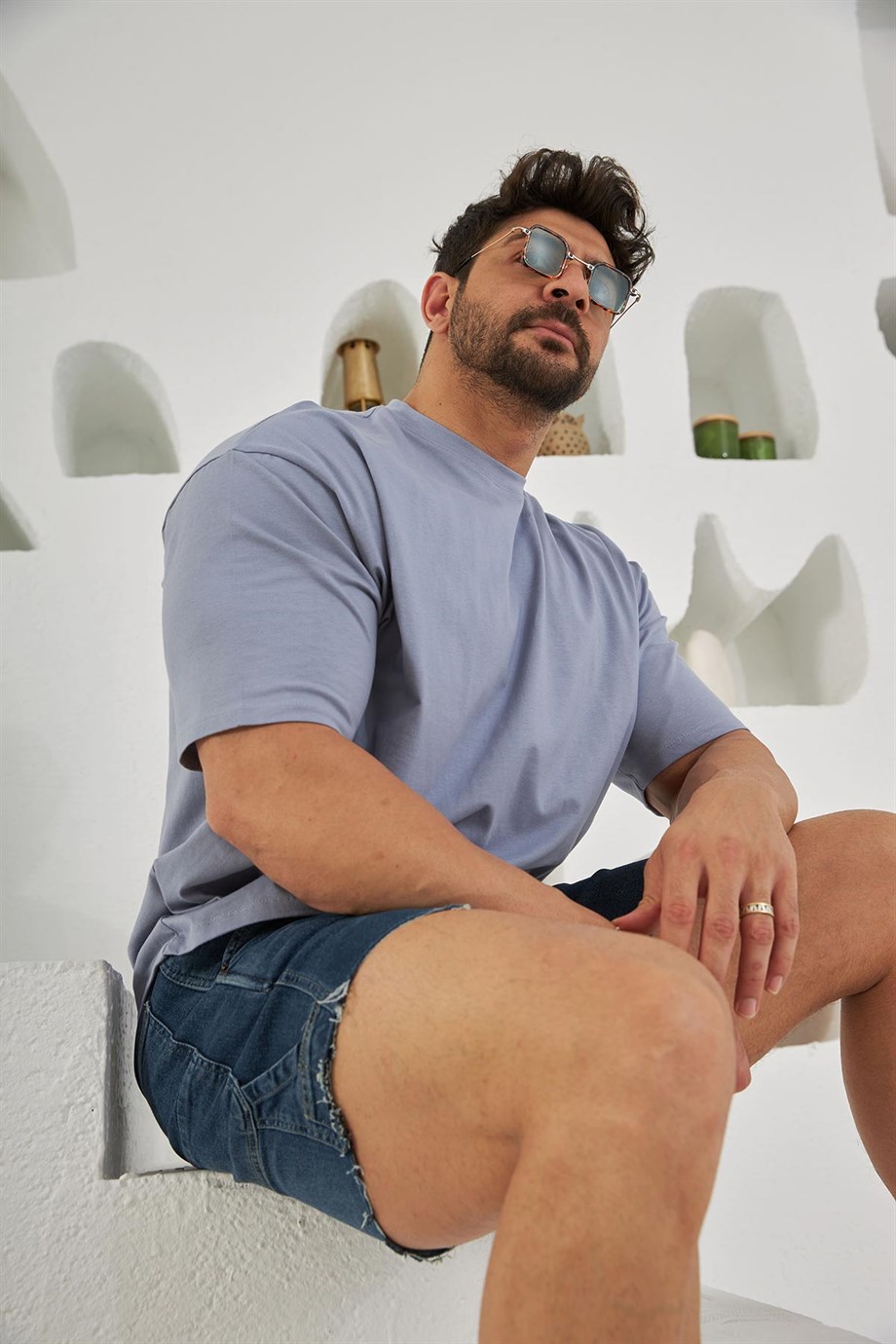 Mumya Desen Oversize T-Shirt Mor