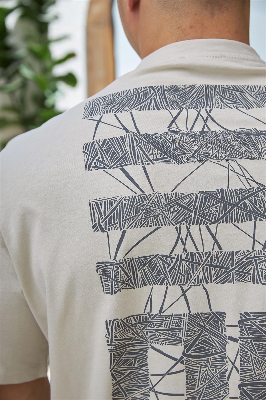 Mumya Desen Oversize T-Shirt Taş
