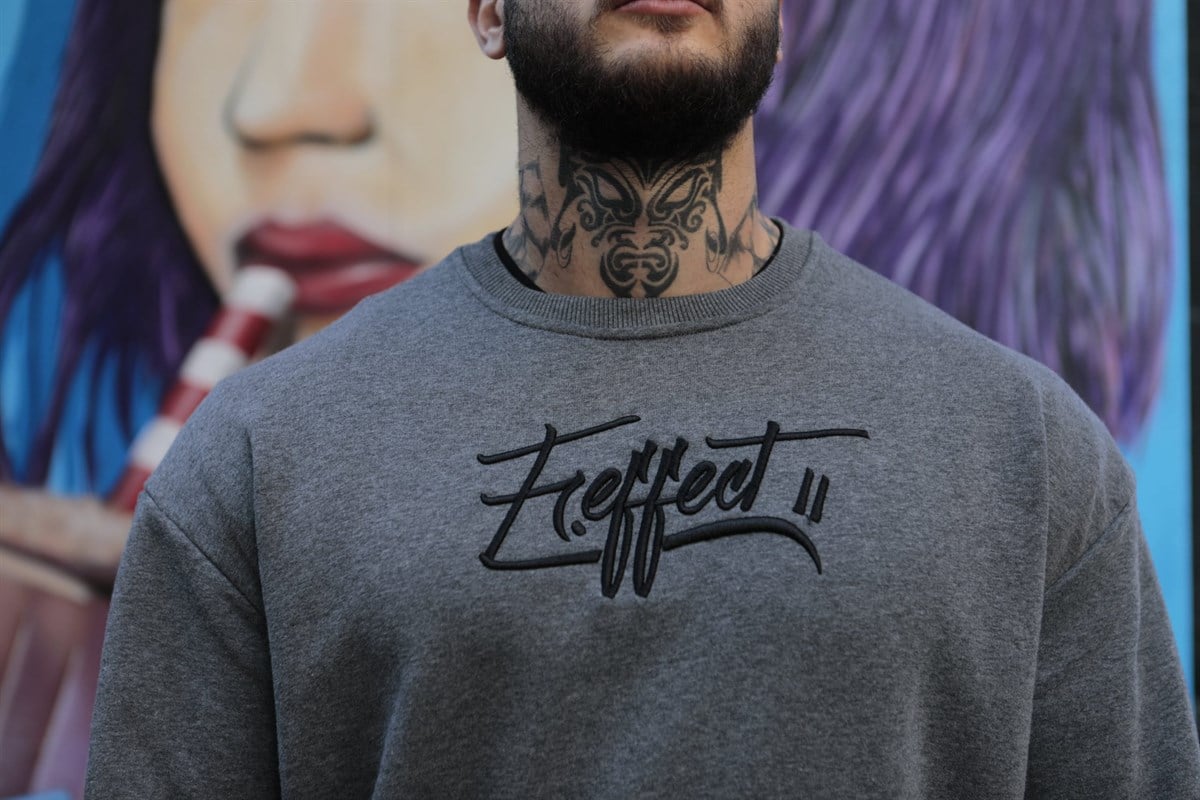 Onu Nakis Baskılı Antrasit Oversize Sweatshirt