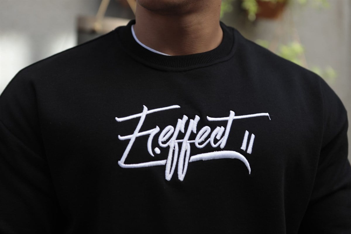 Onu Nakis Baskılı Siyah Oversize Sweatshirt