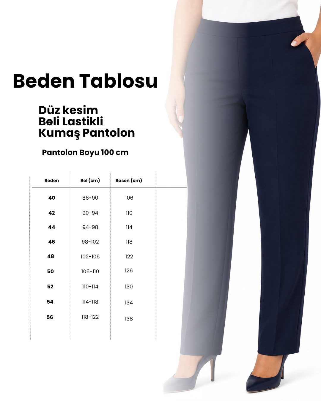 Amine Hüma Düz Kesim Beli Lastikli Kumaş Pantolon Beyaz