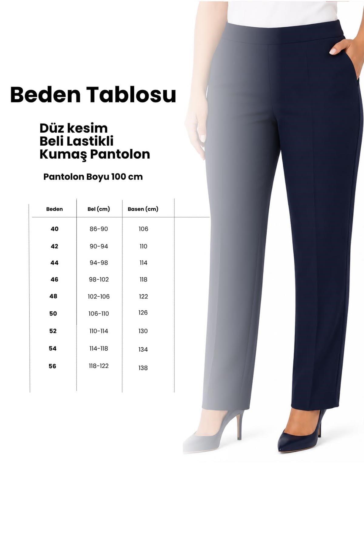 Amine Hüma Düz Kesim Beli Lastikli Kumaş Pantolon Bej