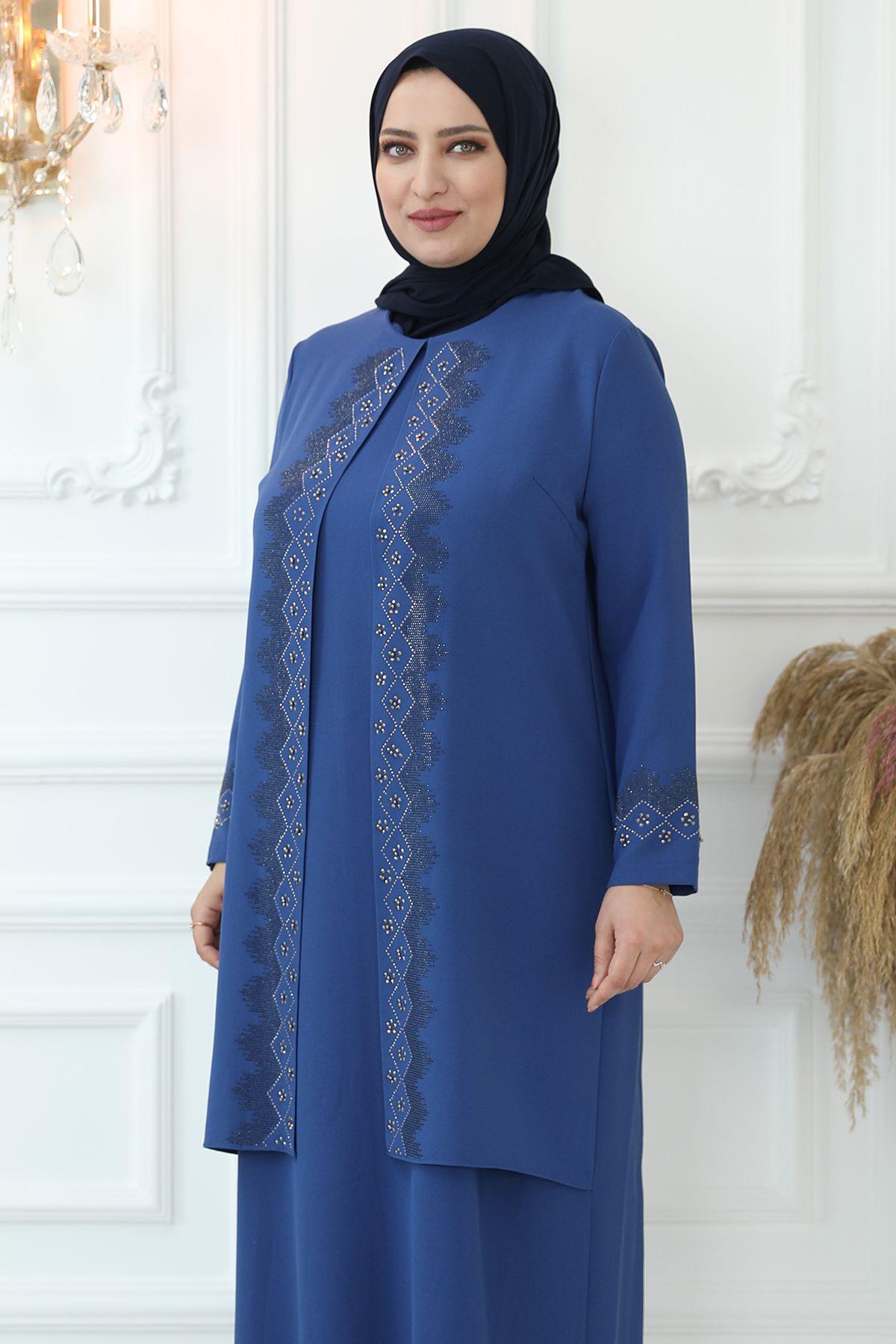 Amine Hüma Hatun Abiye Elbise İndigo