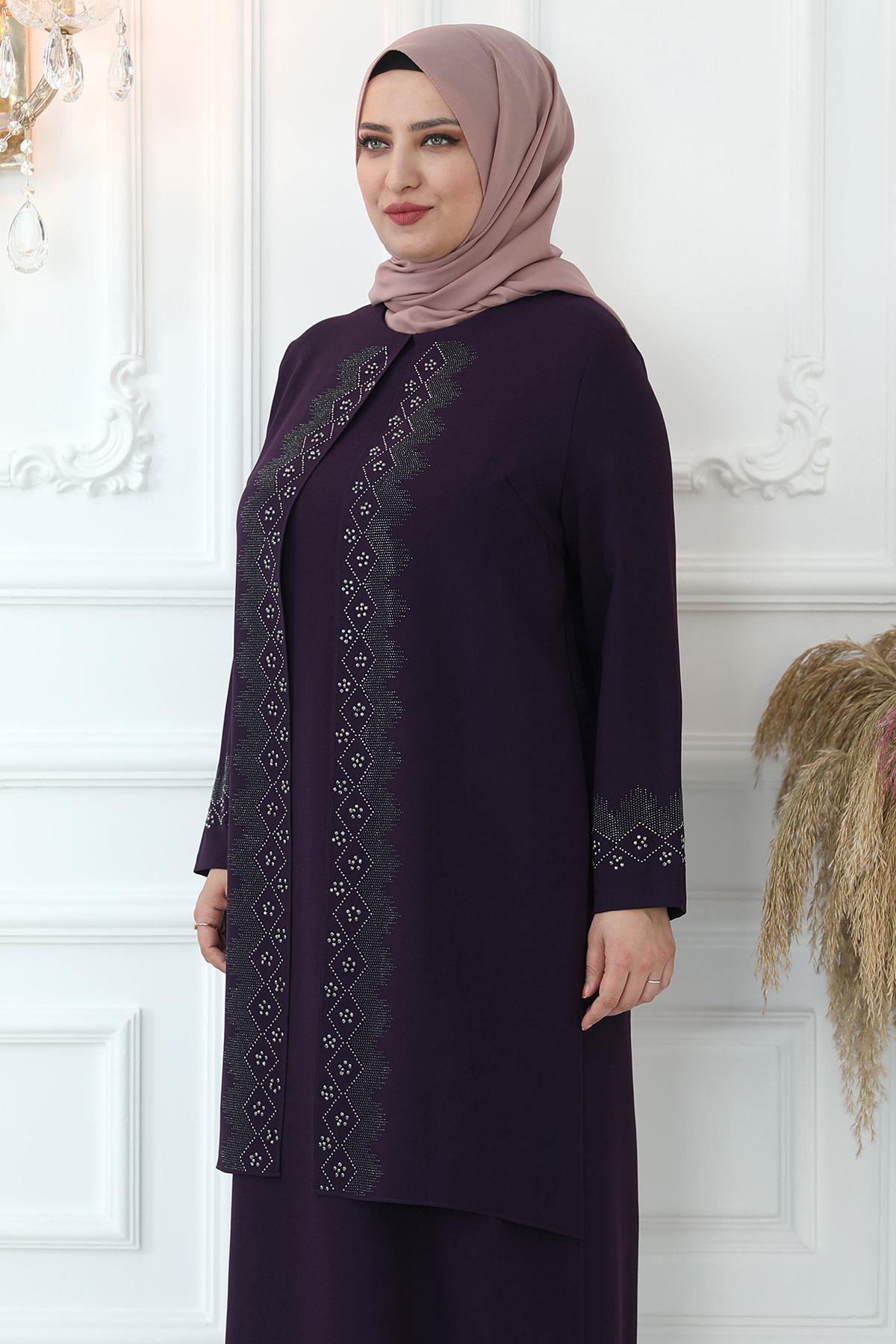 Amine Hüma Hatun Abiye Elbise Mürdüm