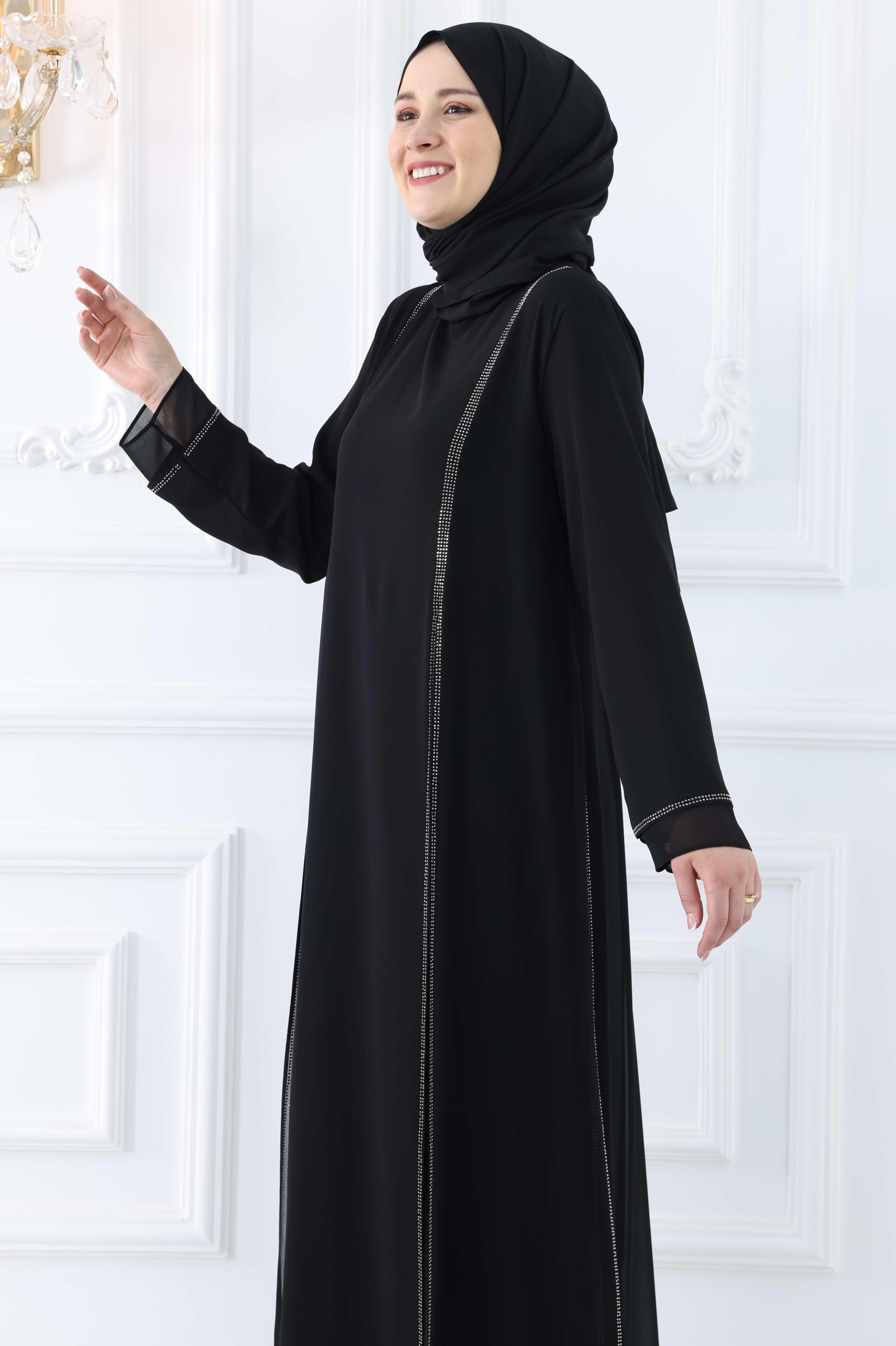 Amine Hüma Lavin Tesettür Abiye Siyah