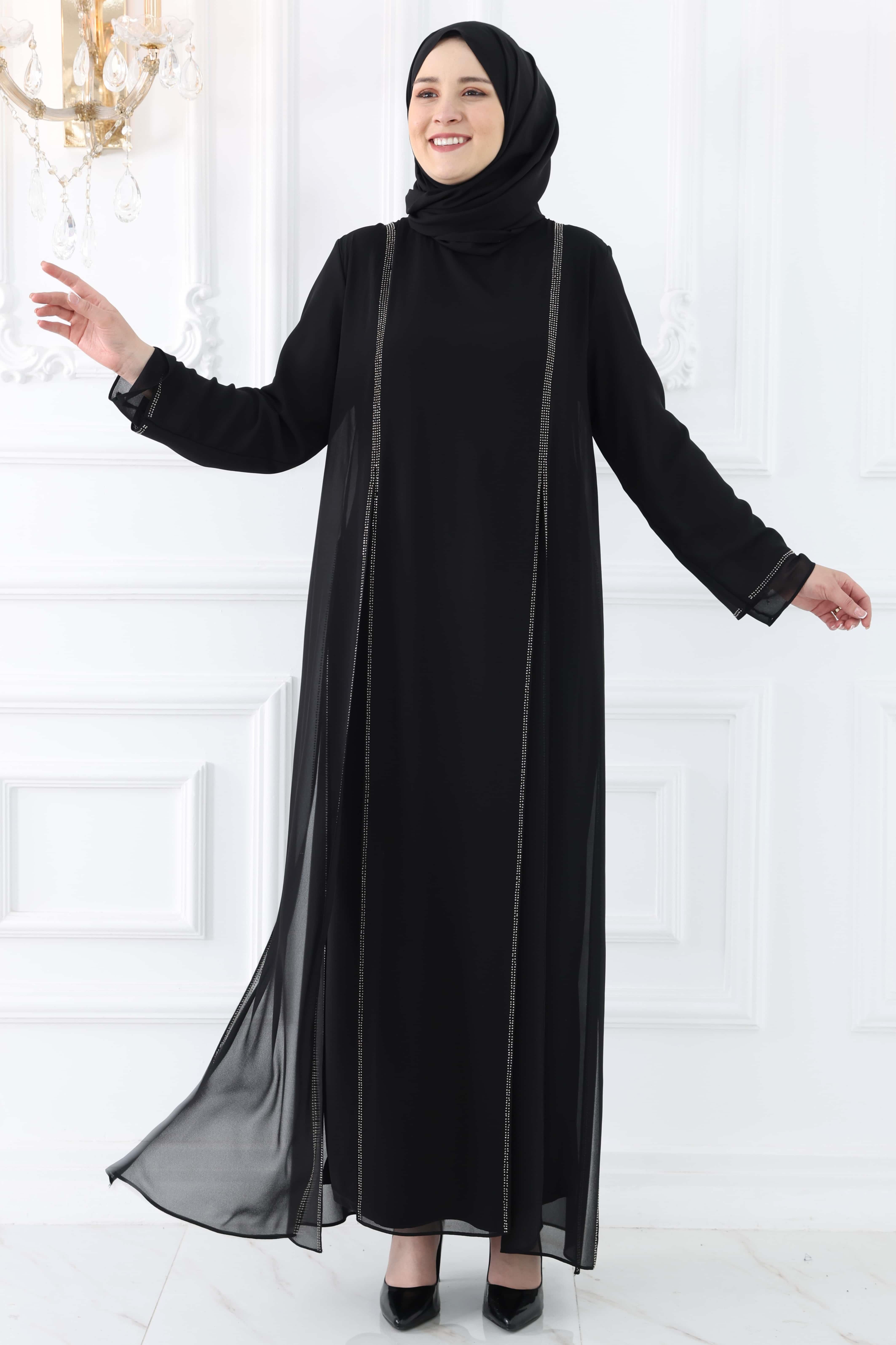 Amine Hüma Lavin Tesettür Abiye Siyah