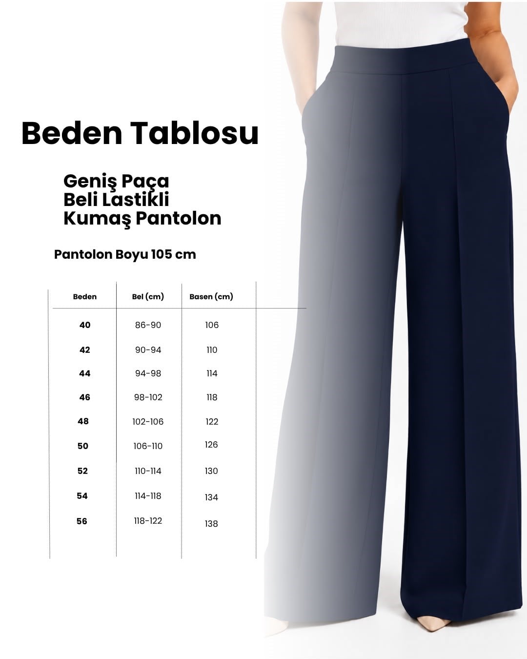 Amine Hüma Rahat Kesim Beli Lastikli Kumaş Pantolon Beyaz
