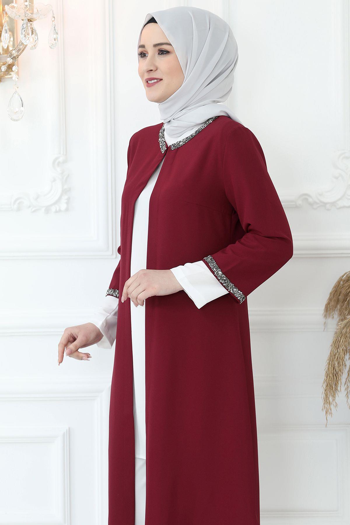 Safir Tesettür Takım Bordo