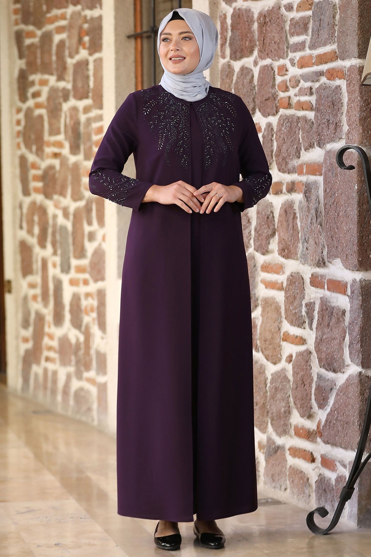 Başak Tesettür Abiye Mor Amine Hüma