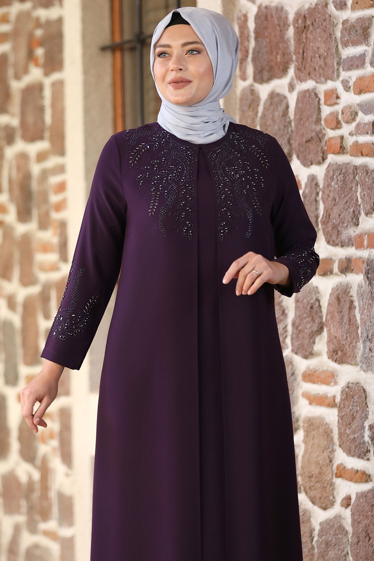Başak Tesettür Abiye Mor Amine Hüma