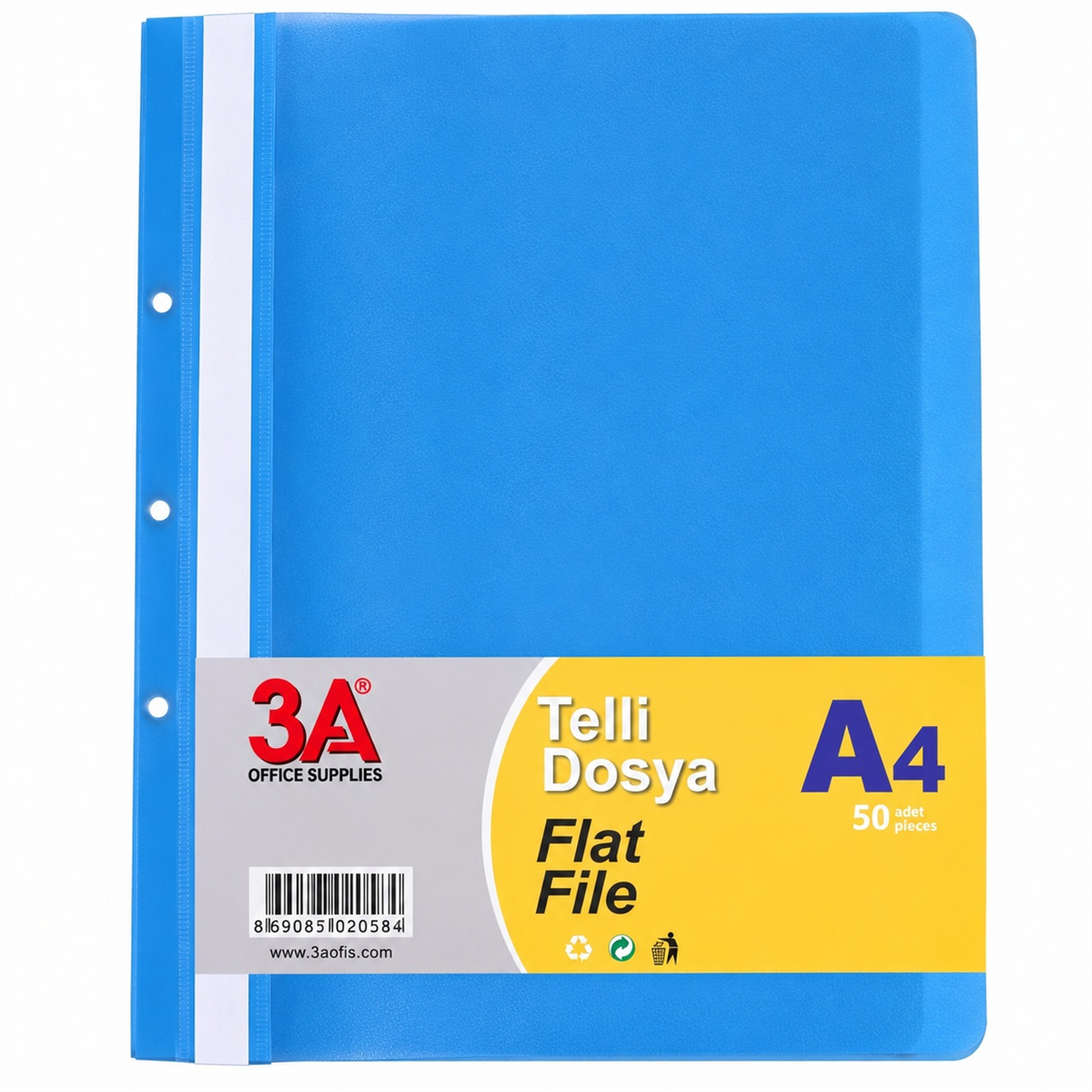 3A 2058 Ofis Telli Dosya Mavi 50 Lli Paket