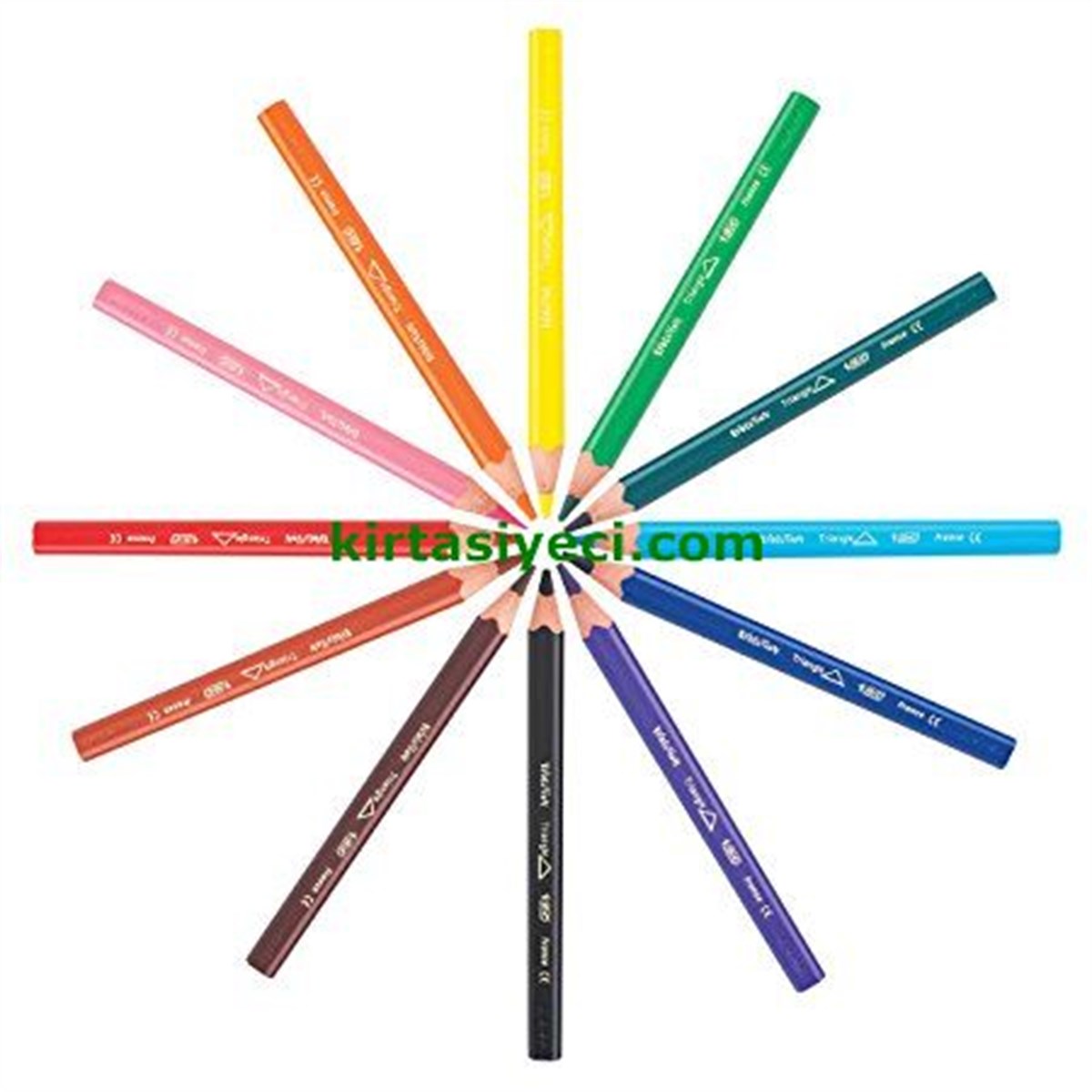 Bic 8297356 Evolution Üçgen Jumbo Boya Kalemi 12Li Kutu 
