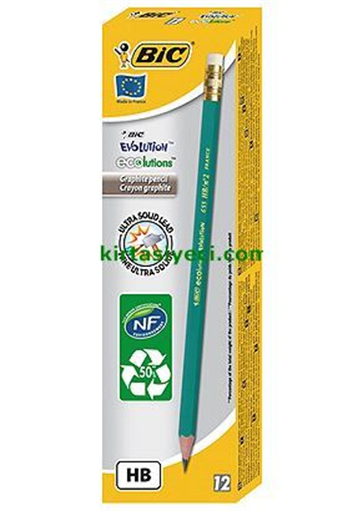Bic 880332 Evolution 655 Hb Silgili Kursun Kalem 12Li Kutu  