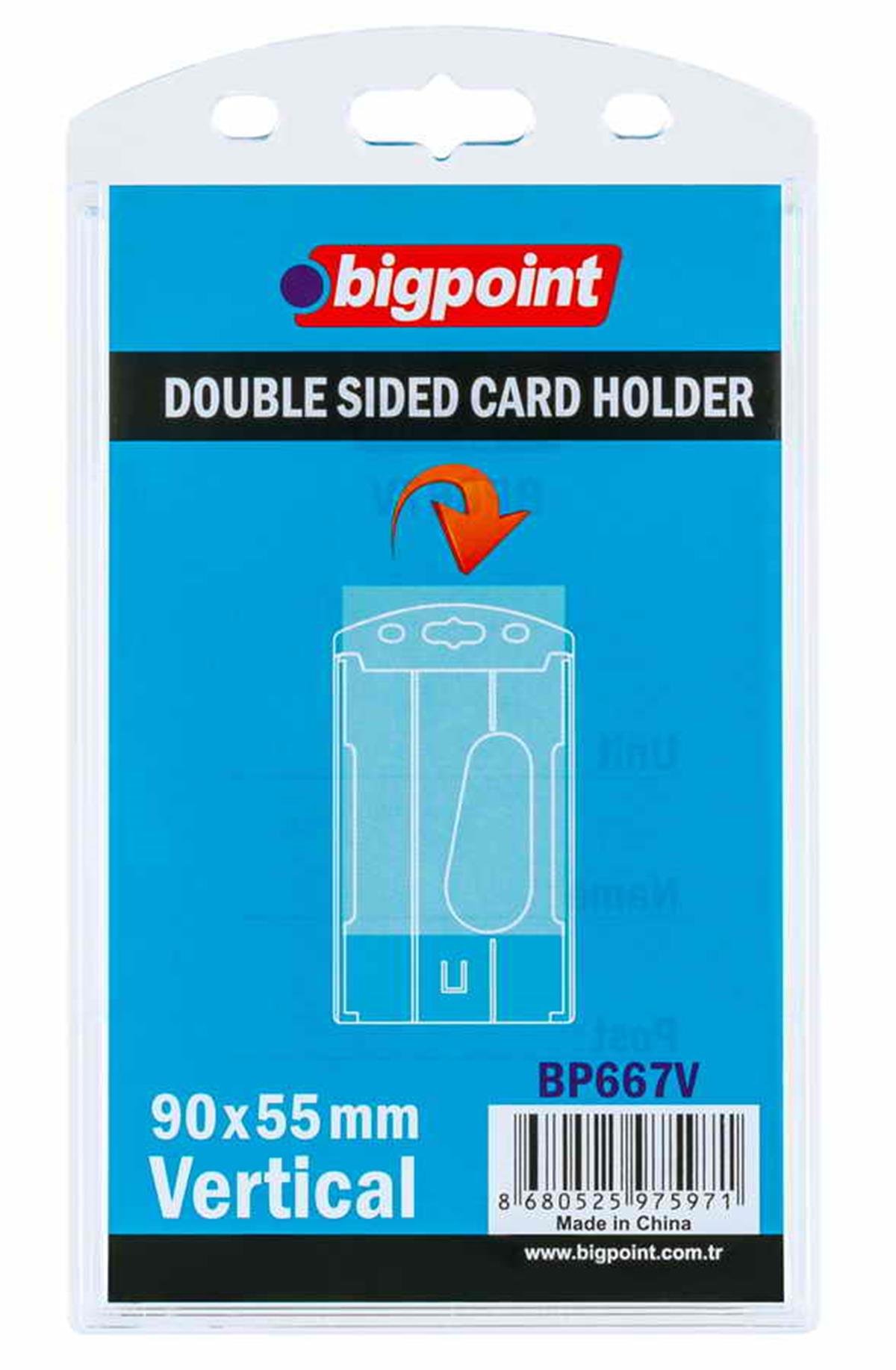 Bigpoint Bp667v Çift Taraflı Kart Kabı Dikey Şeffaf 55x90mm Adet