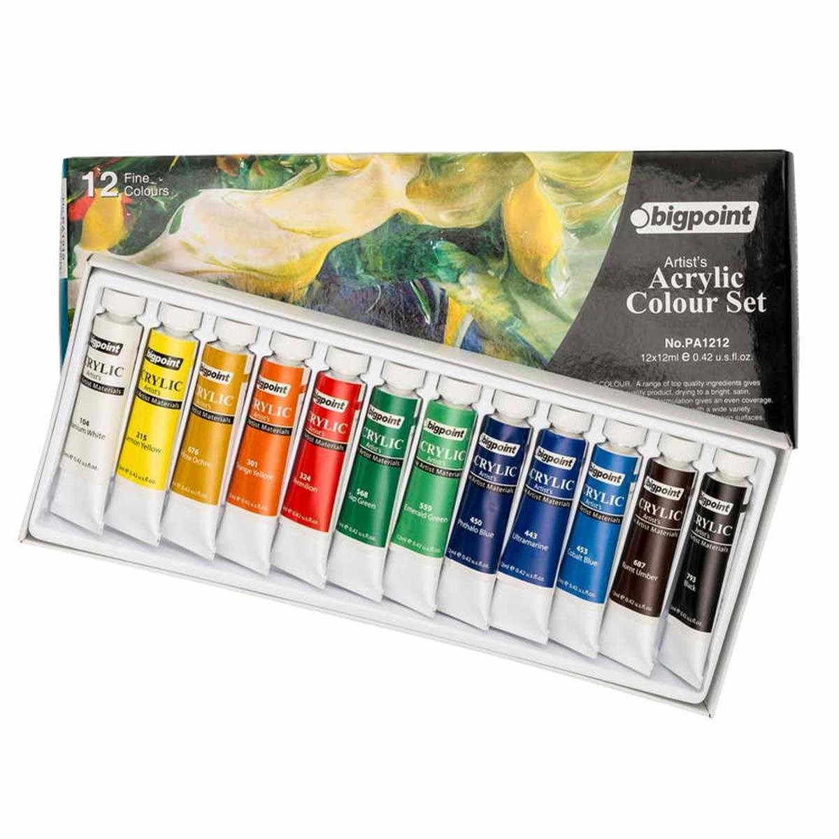 Bigpoint BPPA-1212 Akrilik Boya Seti 12ml Tüp x 12 Renk