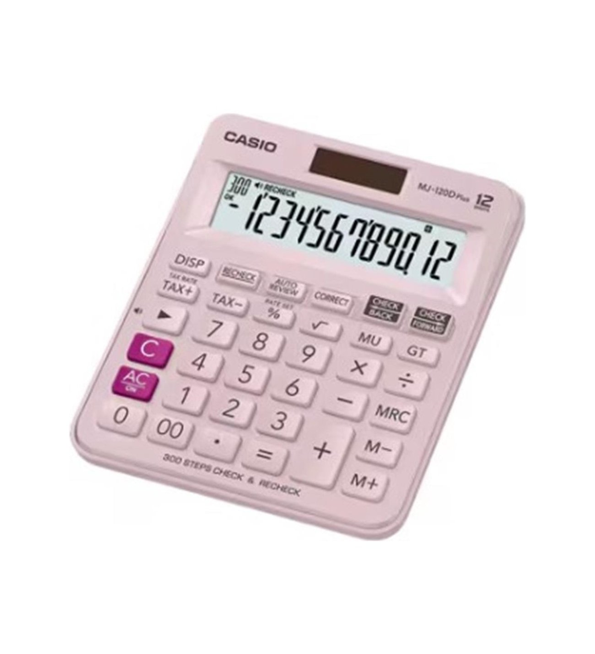 Casio MJ-120D Plus Pembe İşlem Kontrollü 12 Hane Masa Üstü Hesap Makinesi