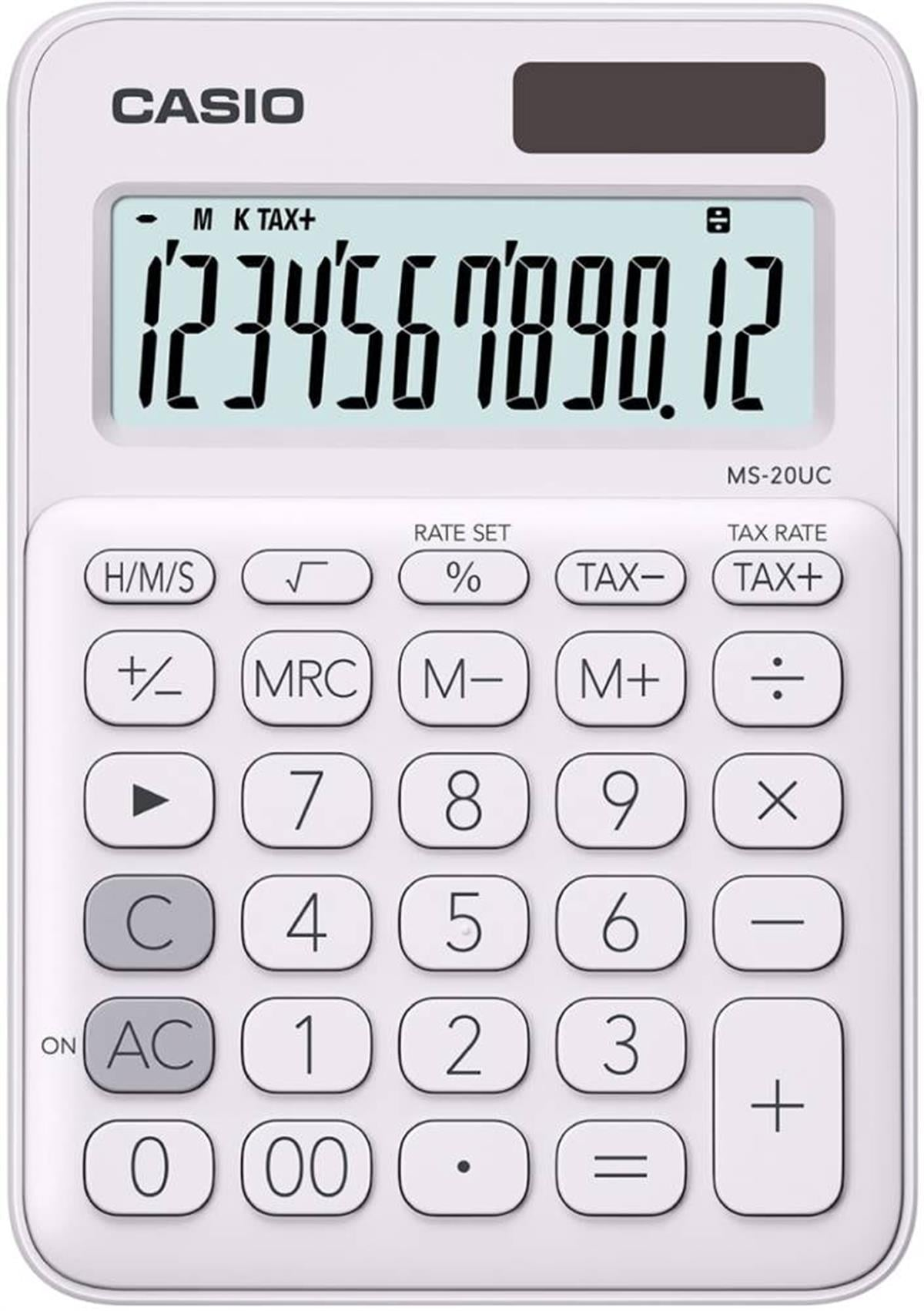 Casio MS-20UC-JWE 12 Hane Beyaz Desenli Masa Üstü Hesap Makinesi