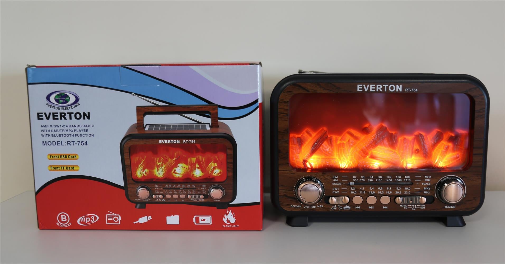 Everton Rt-754  Bluetooth Fm-Usb-Tf-Aux  Şarjlı Nostaljik Radyo
