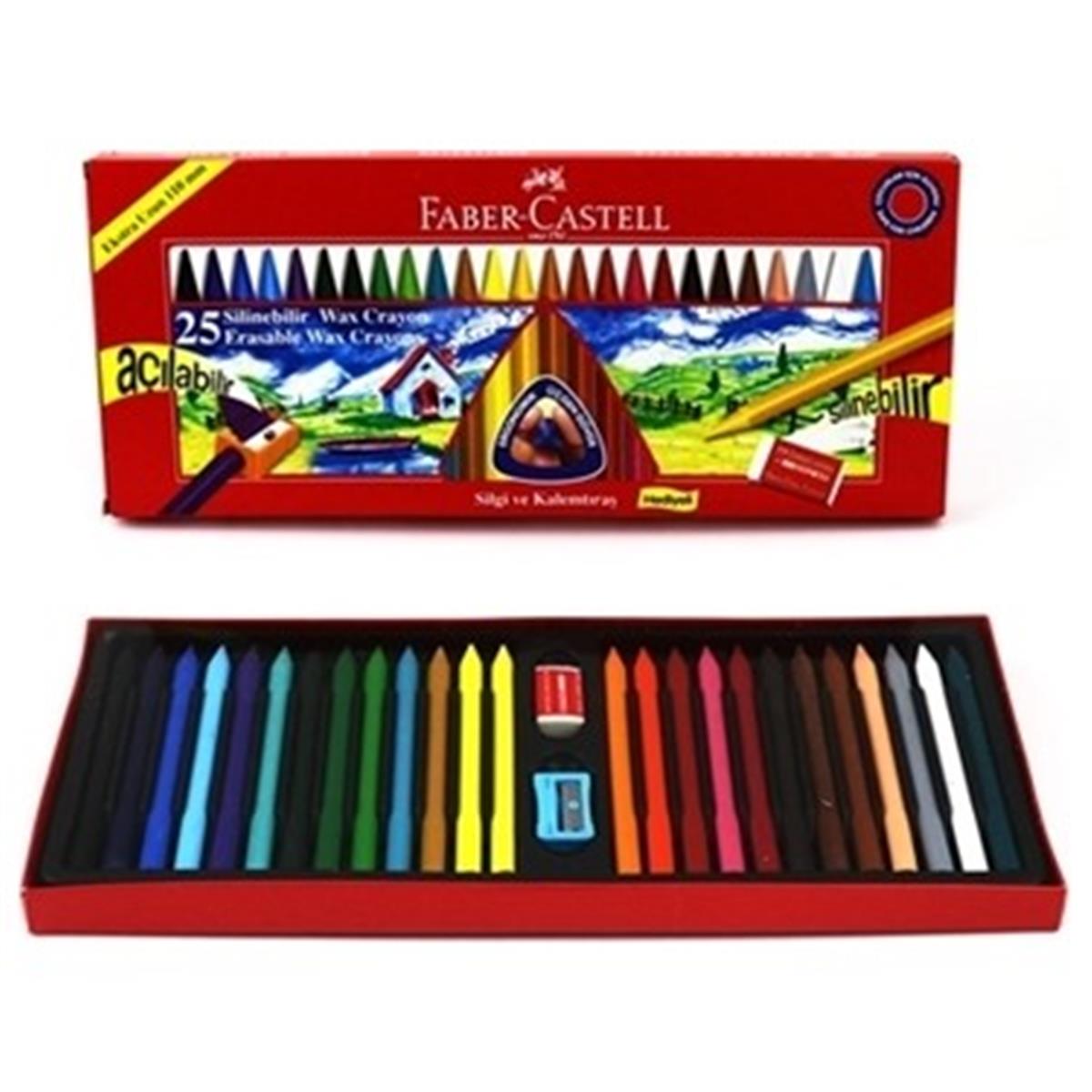 Faber Castell 5281122725 Silinebilir Boya Kalemi Wax Grayon 25Li