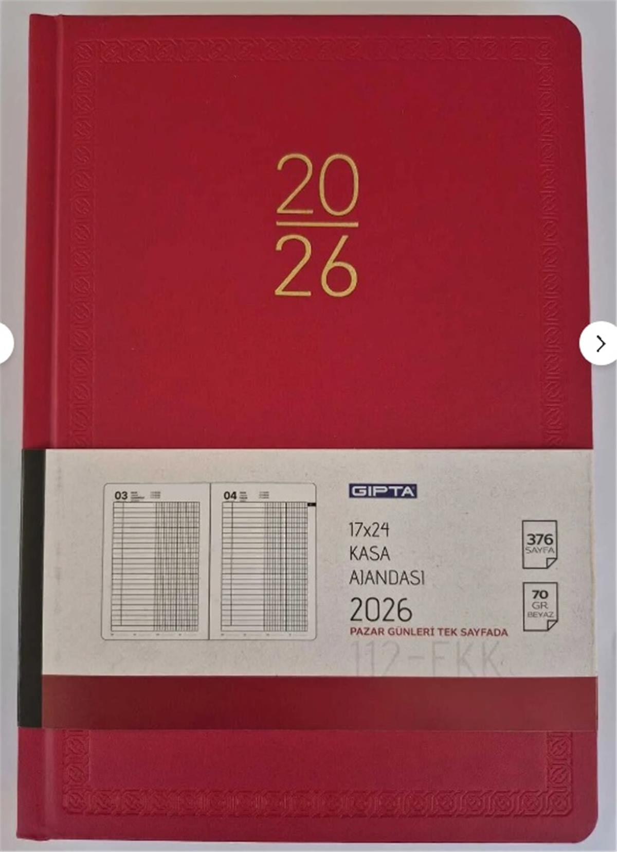 Gıpta 112-Ekk Günlük Ticari Ajanda Dikişli Sert Kapaklı 17x24 2026
