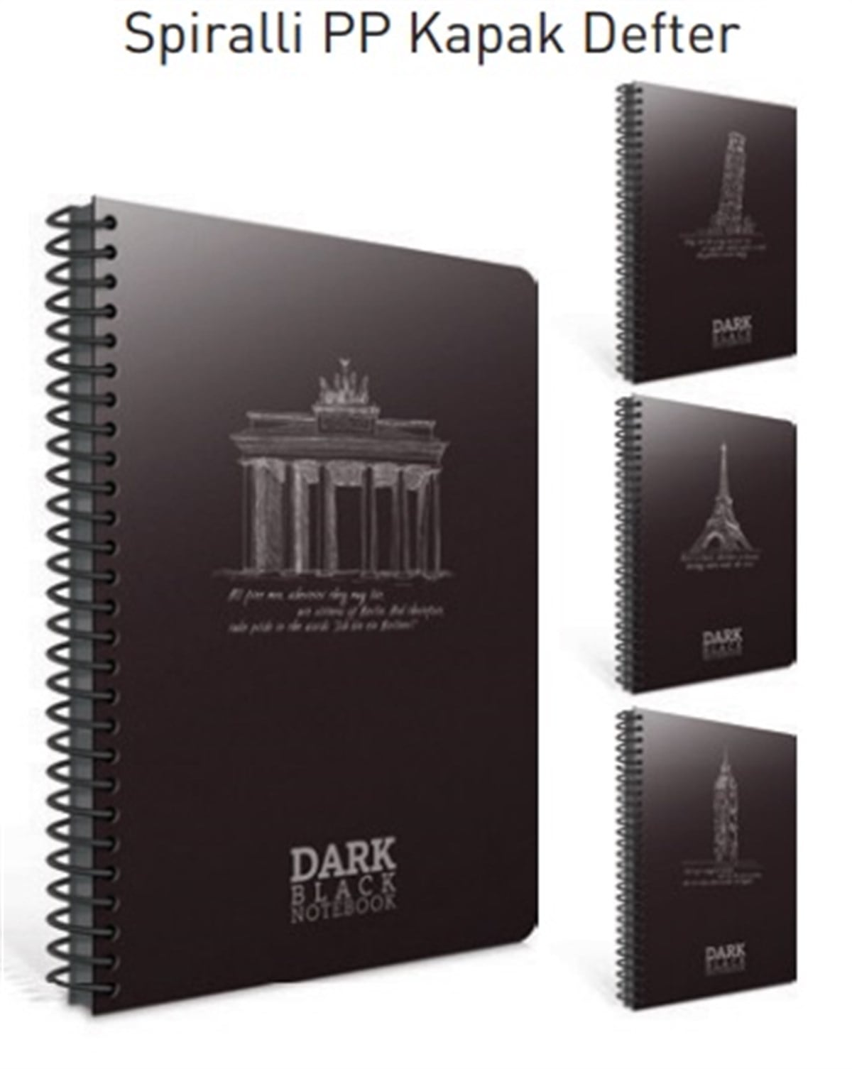 Gipta 2673000 Dark Plastik Spiralli Pp Kapak Defter 17X24 50 Yaprak Çizgisiz