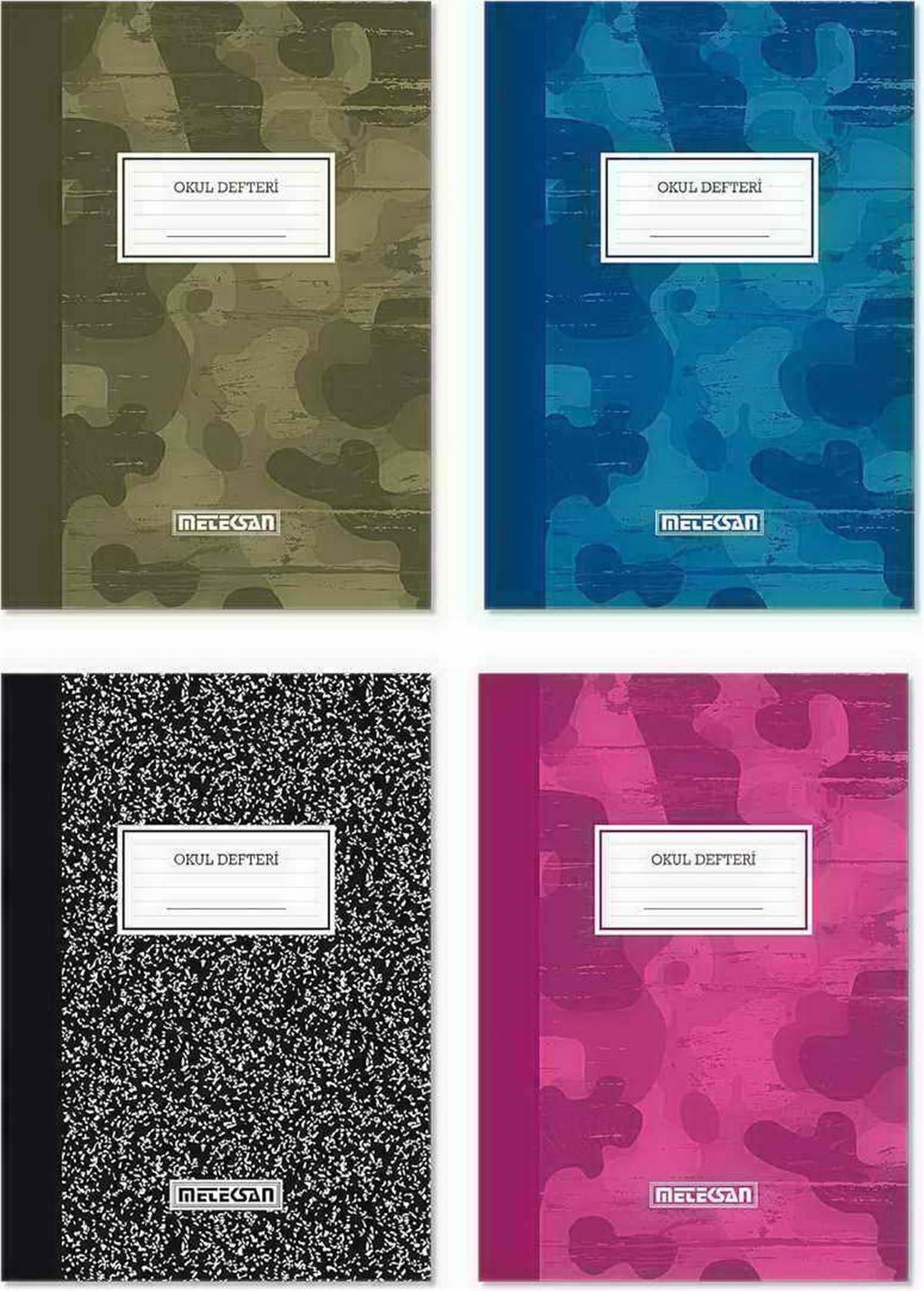 Meteksan Kamuflaj Karton Kapak A4 Defter 60 Yaprak Kareli Yeşil