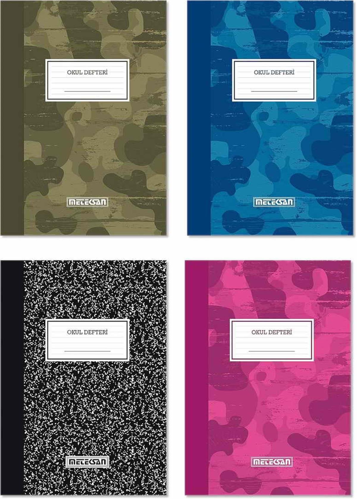 Meteksan Kamuflaj Karton Kapak A4 Defter 60 Yaprak Çizgili Pembe