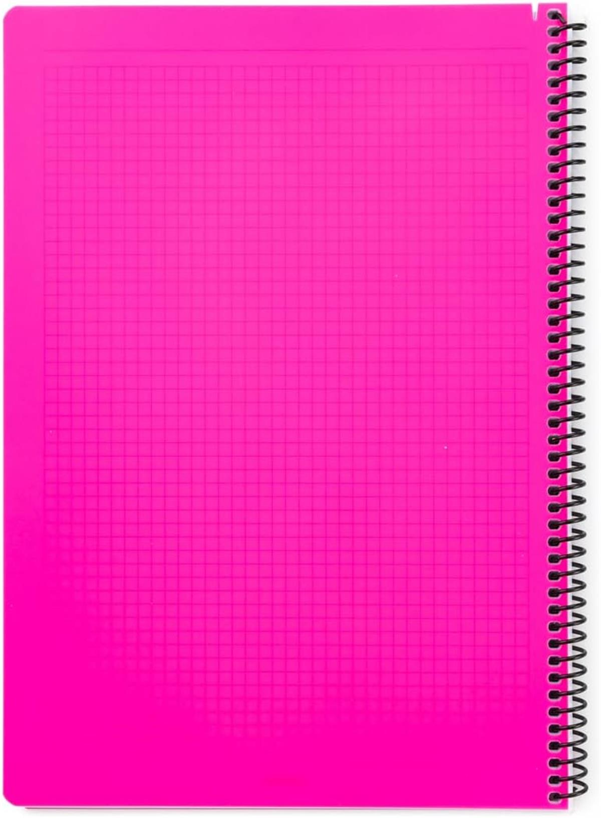 Meteksan Karina Neon Spiralli A4 Defter Çizgili 80 Yaprak Pembe