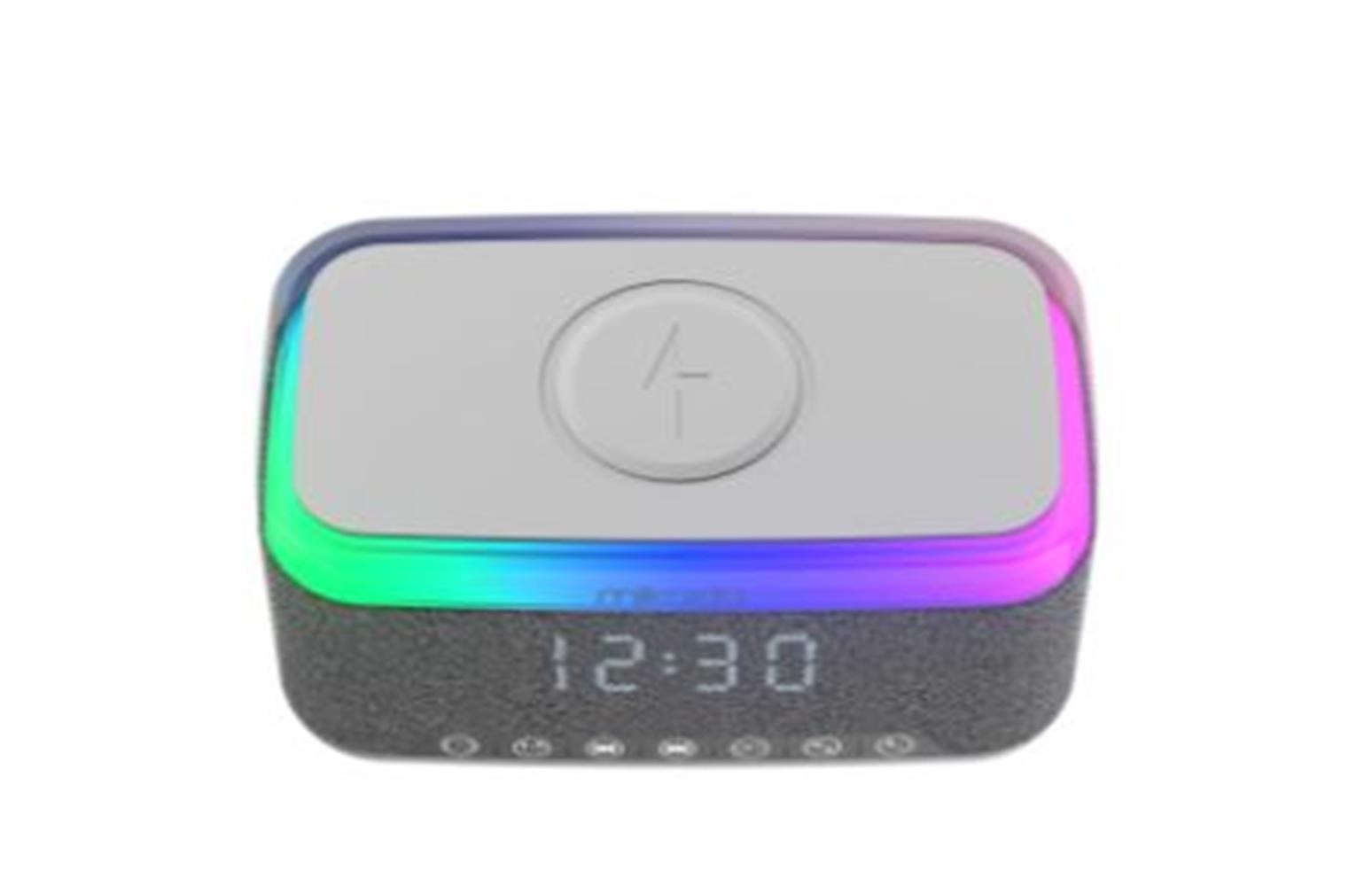 Mikado MD-W10 1200mAh 10W Gri BT, USB, Kablosuz Şarjlı RGB-Alarmlı Saat Speaker