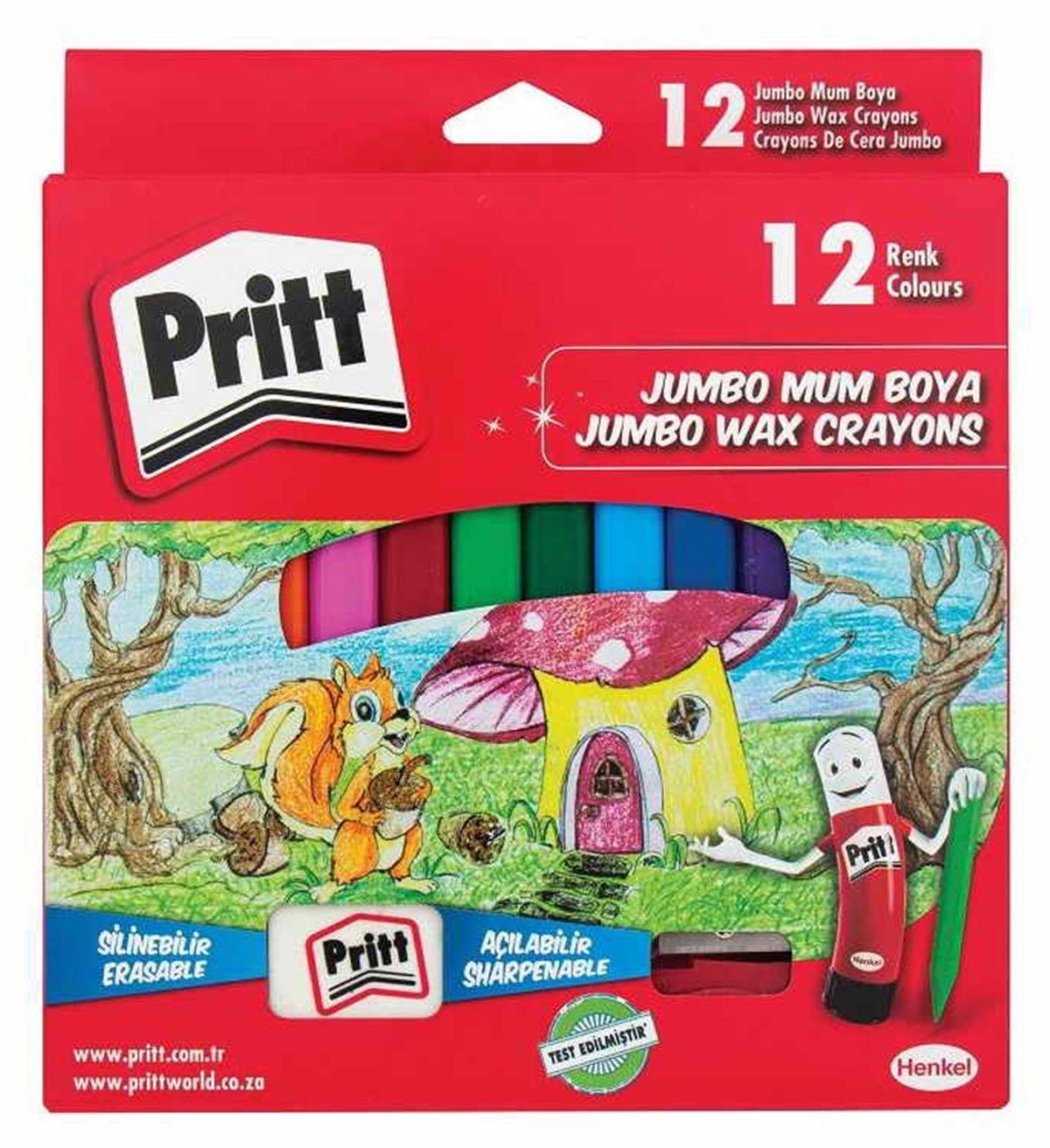 Pritt 1655739 Pastel Boya Jumbo Silinebilir Üçgen 12 Renk