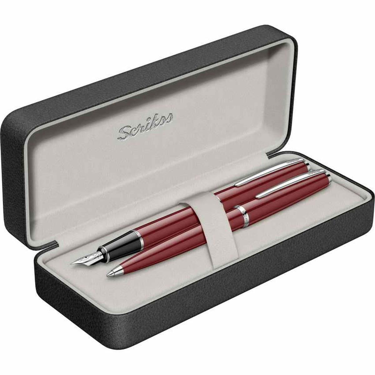 Scrikss 33 Tükenmez Kalem+Dolmakalem Takim Bordo Lüks Kutuda