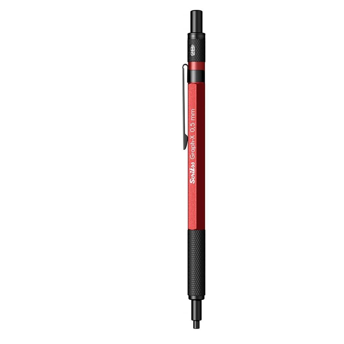 Scrikss Graph-X Metal Color Versatil 0.5 Mm Kirmizi Seffaf Ambalaj