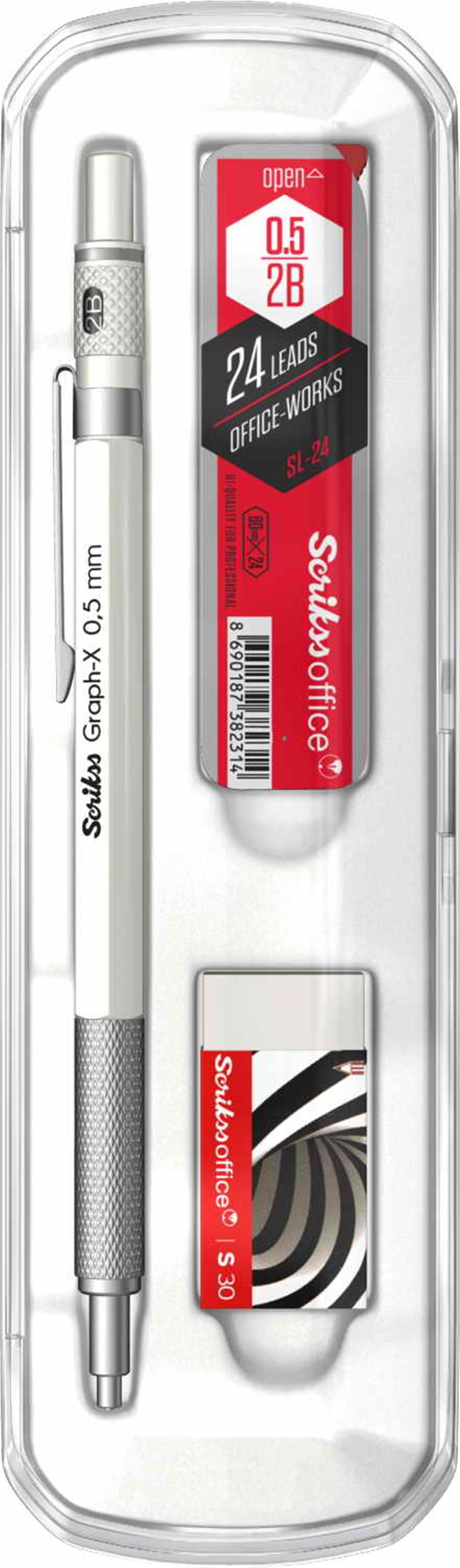 Scrikss Graph-X Metal Versatil 0.5Mm  Beyaz 3 Lü Set