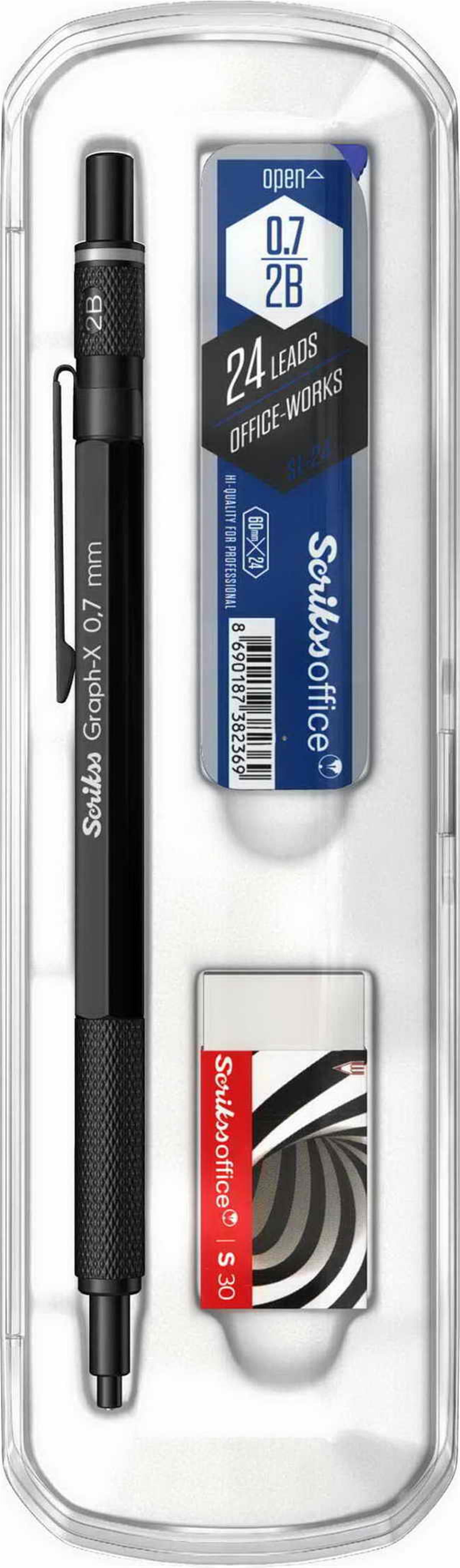 Scrikss Graph-X Metal Versatil 0.7Mm Mat Siyah 3 Lü Set