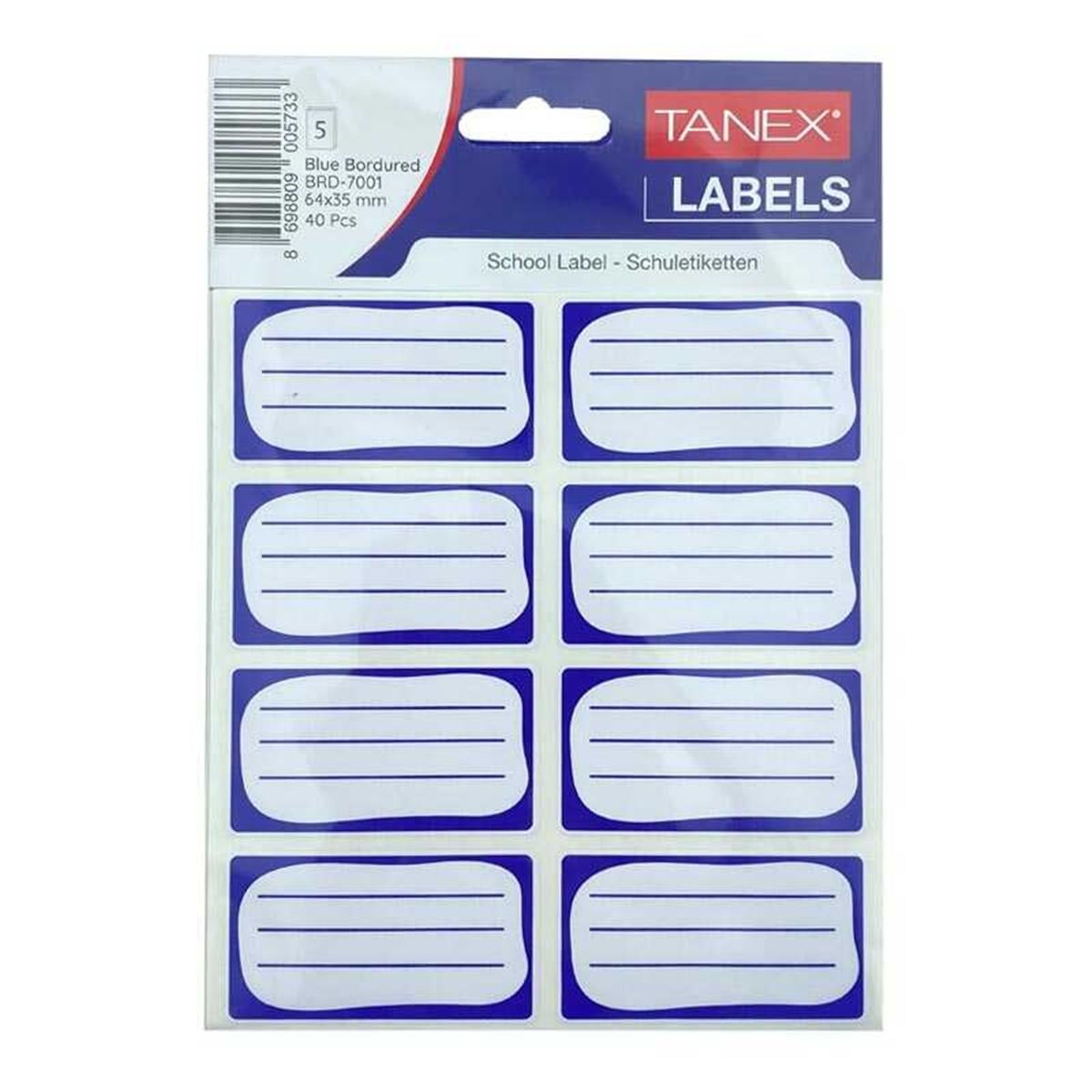 Tanex Brd-7001 Okul Etiketi Bordürlü Mavi Çift Sira 5 Li Paket