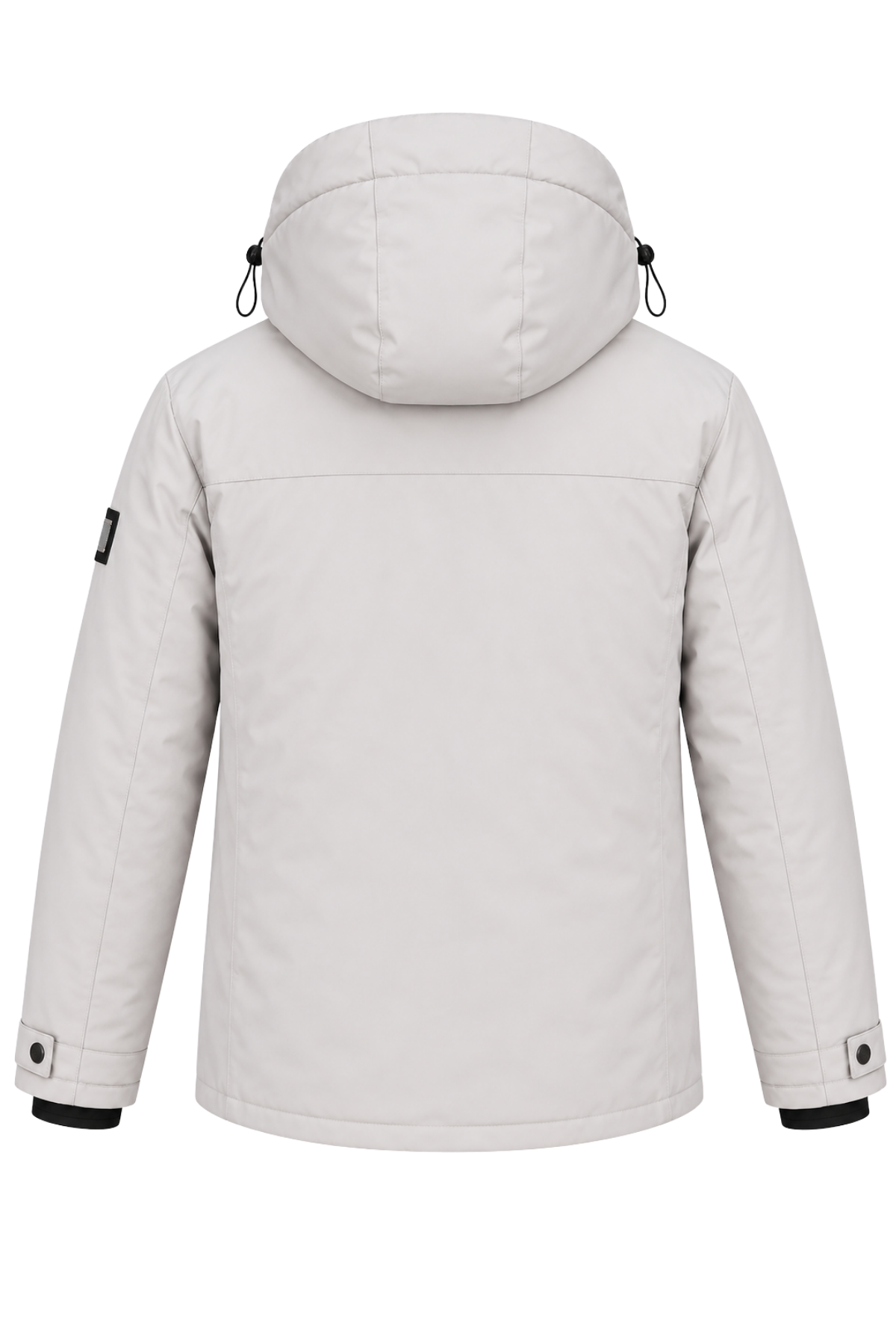 Erkek Beyaz Kapüşonlu Kışlık Softshell Suya Dayanıklı Fermuarlı Cepli Outdoor Mont