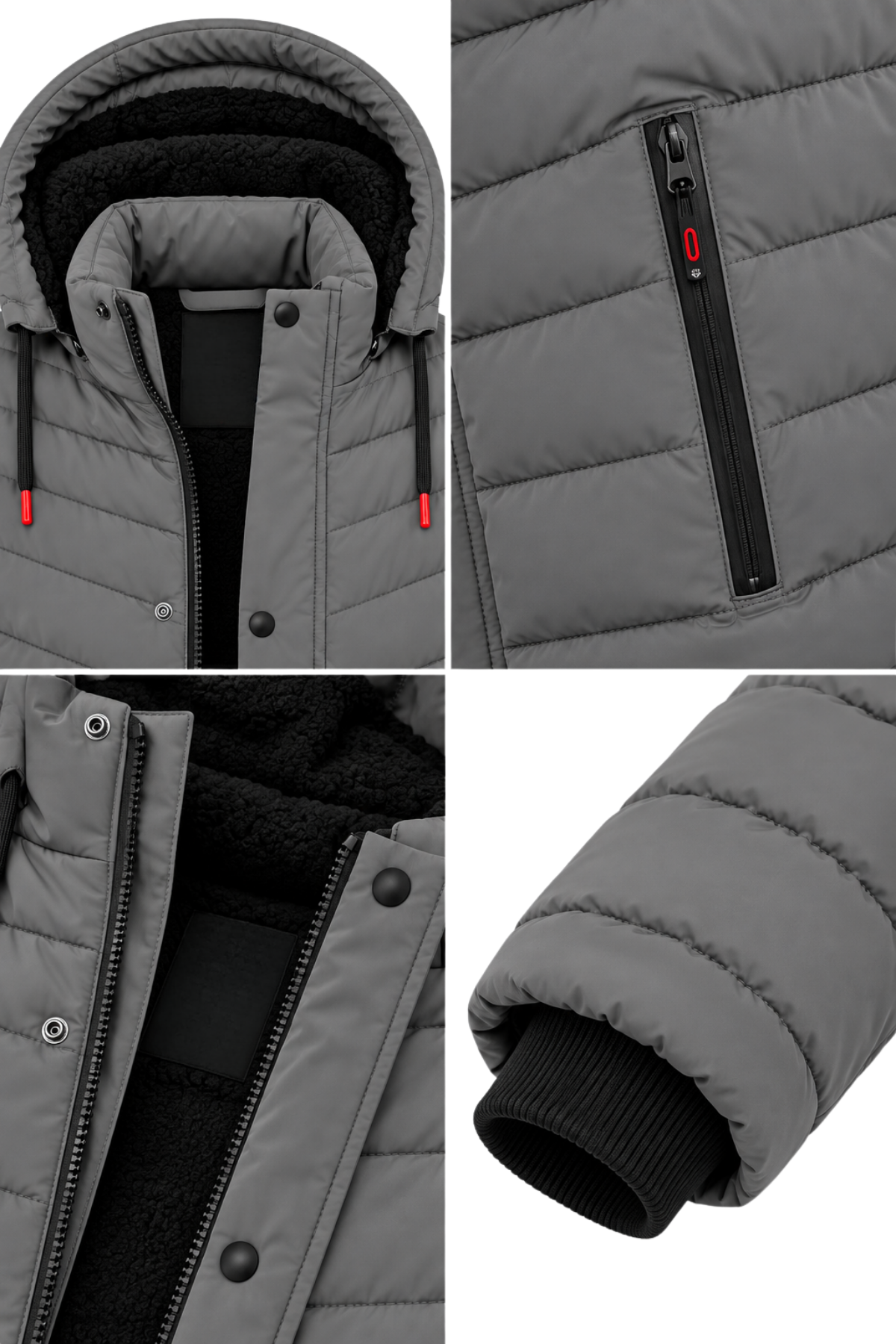 Erkek Gri Erkek Outdoor Su Geçirmez Kapüşonlu Kışlık Kaban – Rüzgar ve Yağmura Dayanıklı  Mont&Kaban