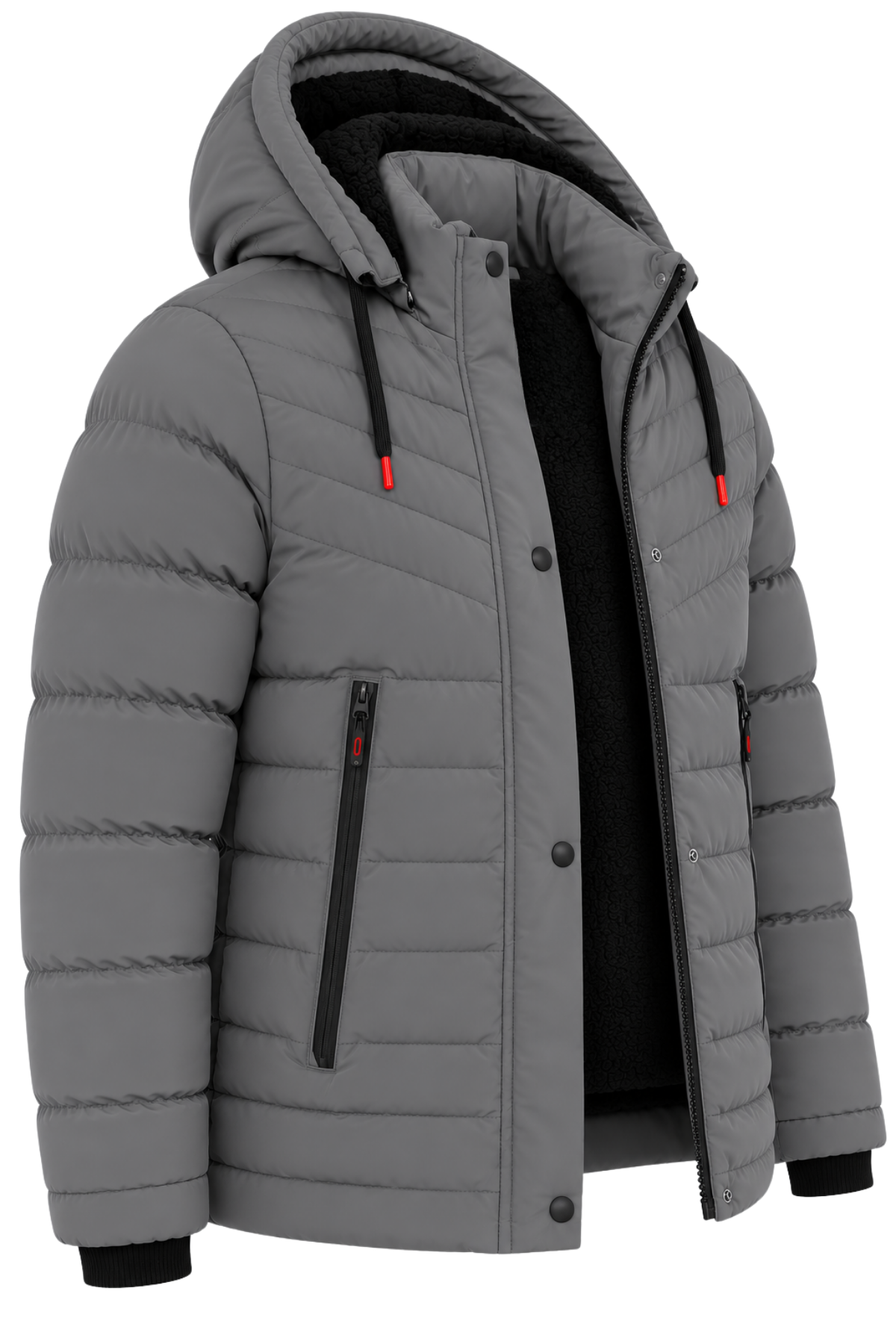 Erkek Gri Erkek Outdoor Su Geçirmez Kapüşonlu Kışlık Kaban – Rüzgar ve Yağmura Dayanıklı  Mont&Kaban