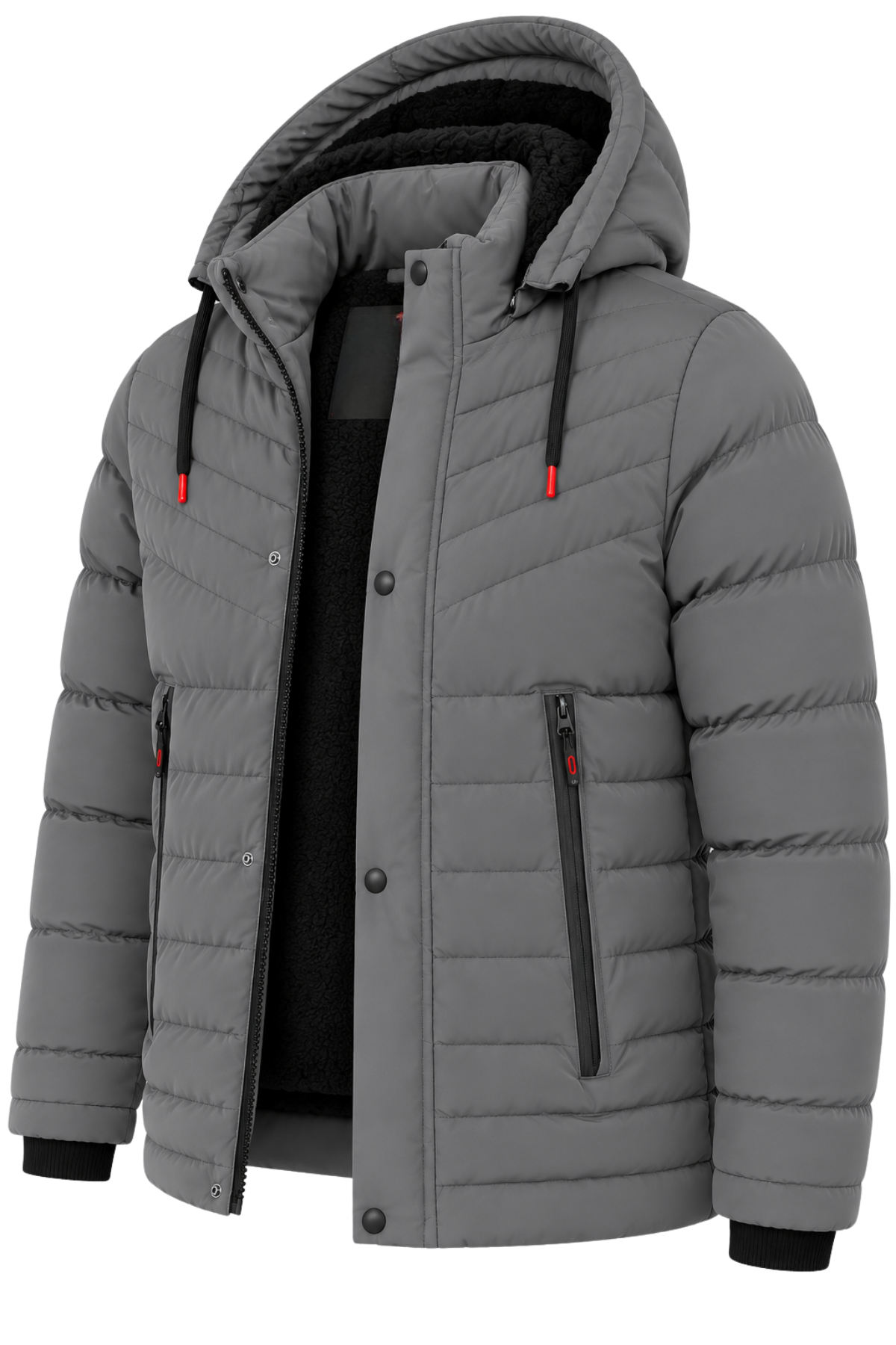 Erkek Gri Erkek Outdoor Su Geçirmez Kapüşonlu Kışlık Kaban – Rüzgar ve Yağmura Dayanıklı  Mont&Kaban