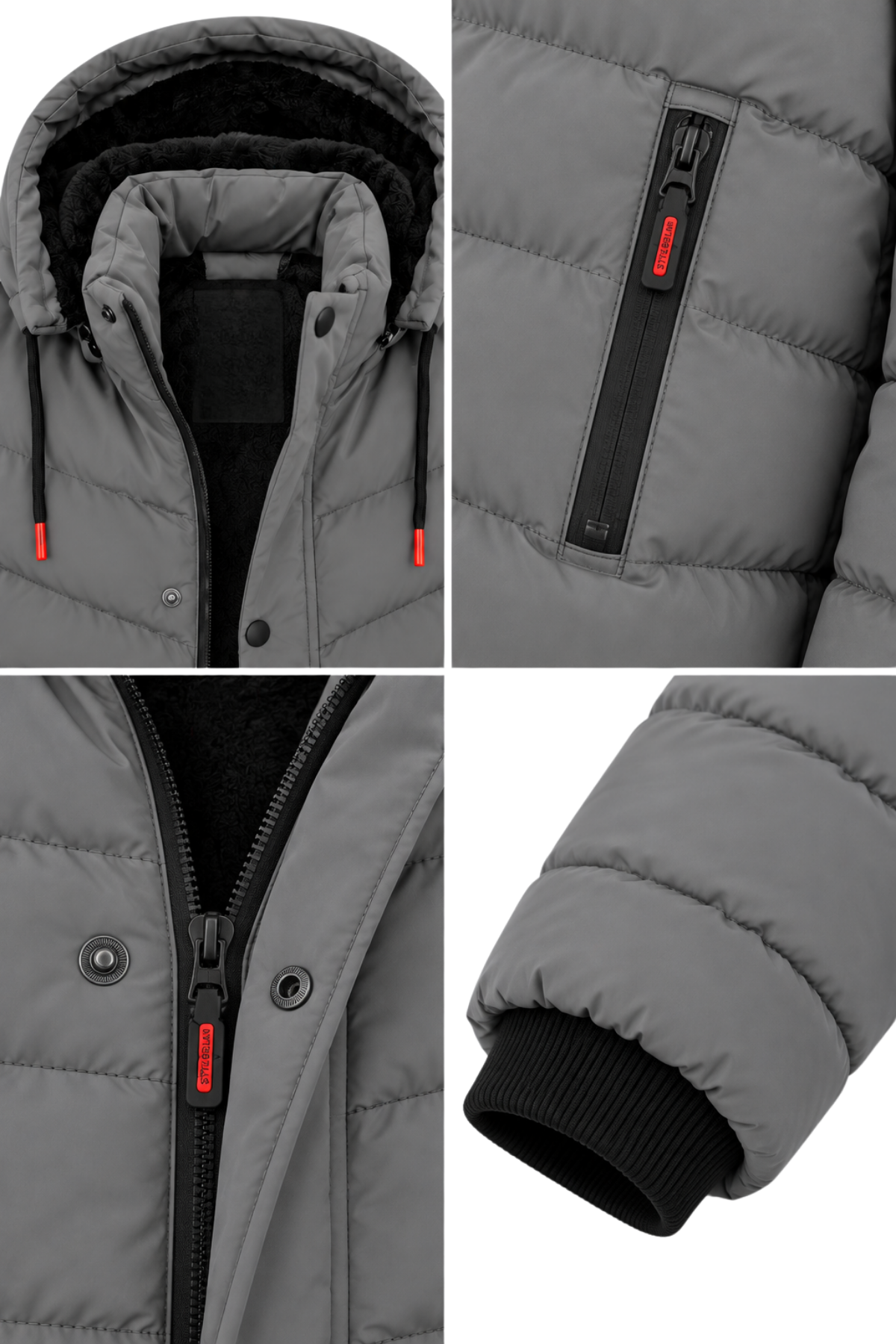 Erkek Gri Erkek Outdoor Su Geçirmez Kapüşonlu Kışlık Kaban – Rüzgar ve Yağmura Dayanıklı  Mont&Kaban