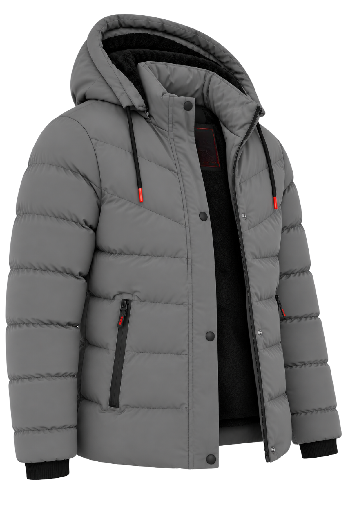 Erkek Gri Erkek Outdoor Su Geçirmez Kapüşonlu Kışlık Kaban – Rüzgar ve Yağmura Dayanıklı  Mont&Kaban