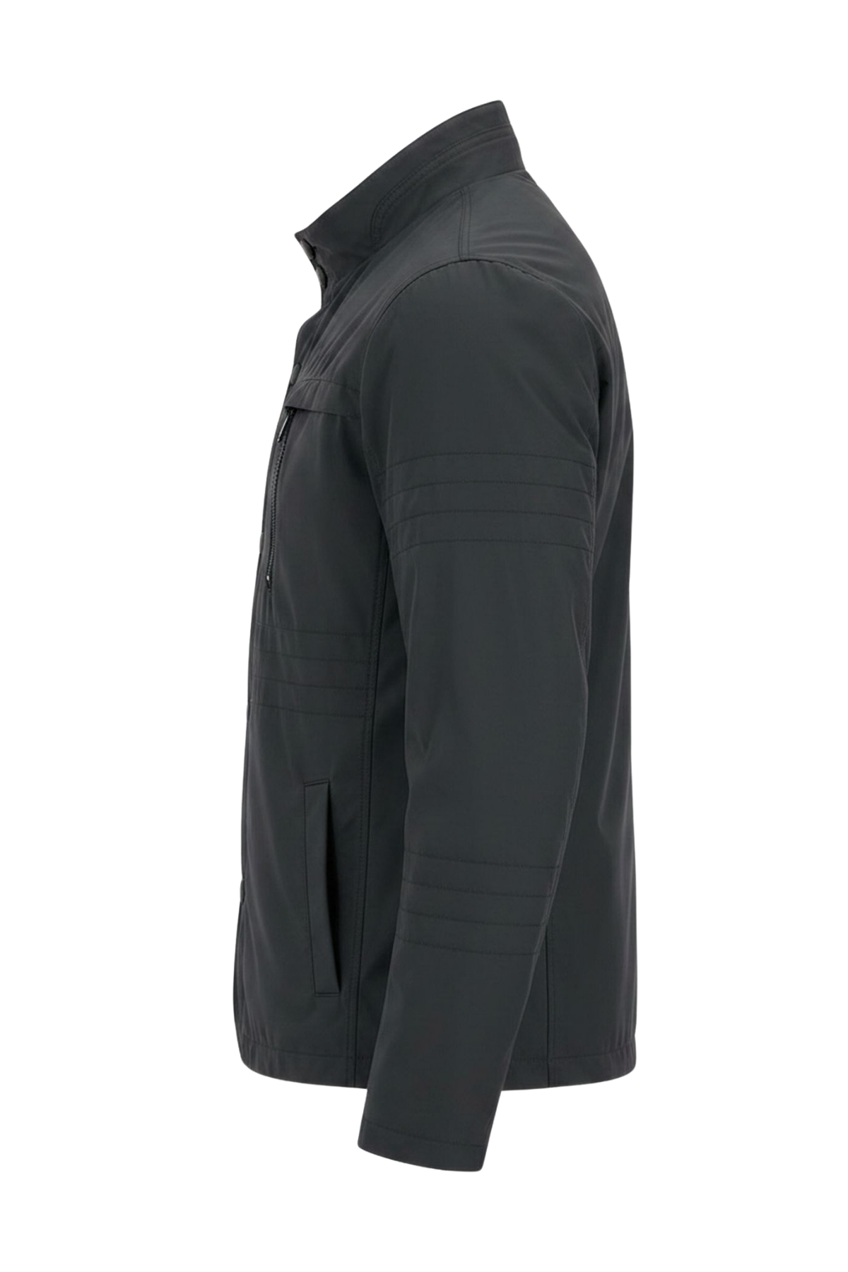 Erkek Gri Hakim Regular Uzun Mevsimlik Pamuk Polyester Karışımlı Safari Mont&Ceket