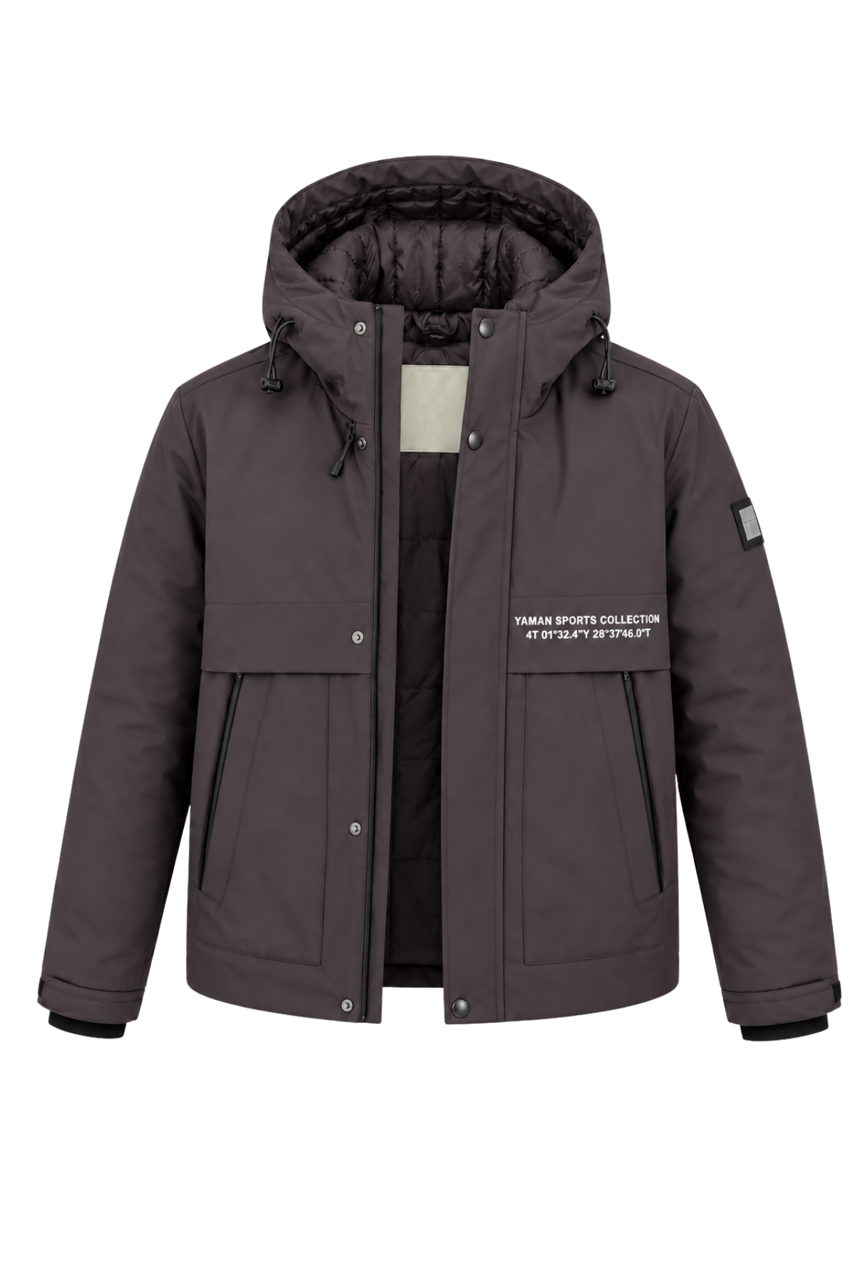Erkek Gri Kapüşonlu Kışlık Mont Suya Dayanıklı Fermuarlı Çıtçıtlı Cepli Outdoor Mont