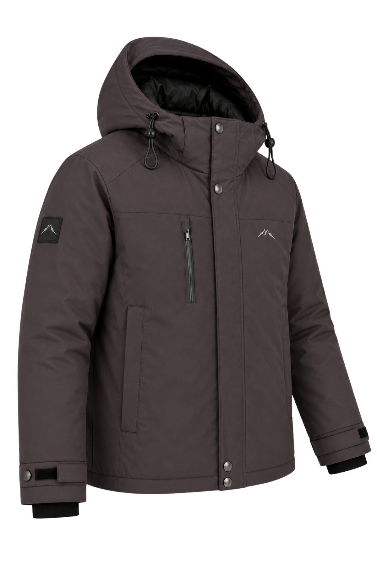 Erkek Gri Kapüşonlu Kışlık Softshell Suya Dayanıklı Fermuarlı Cepli Outdoor Mont