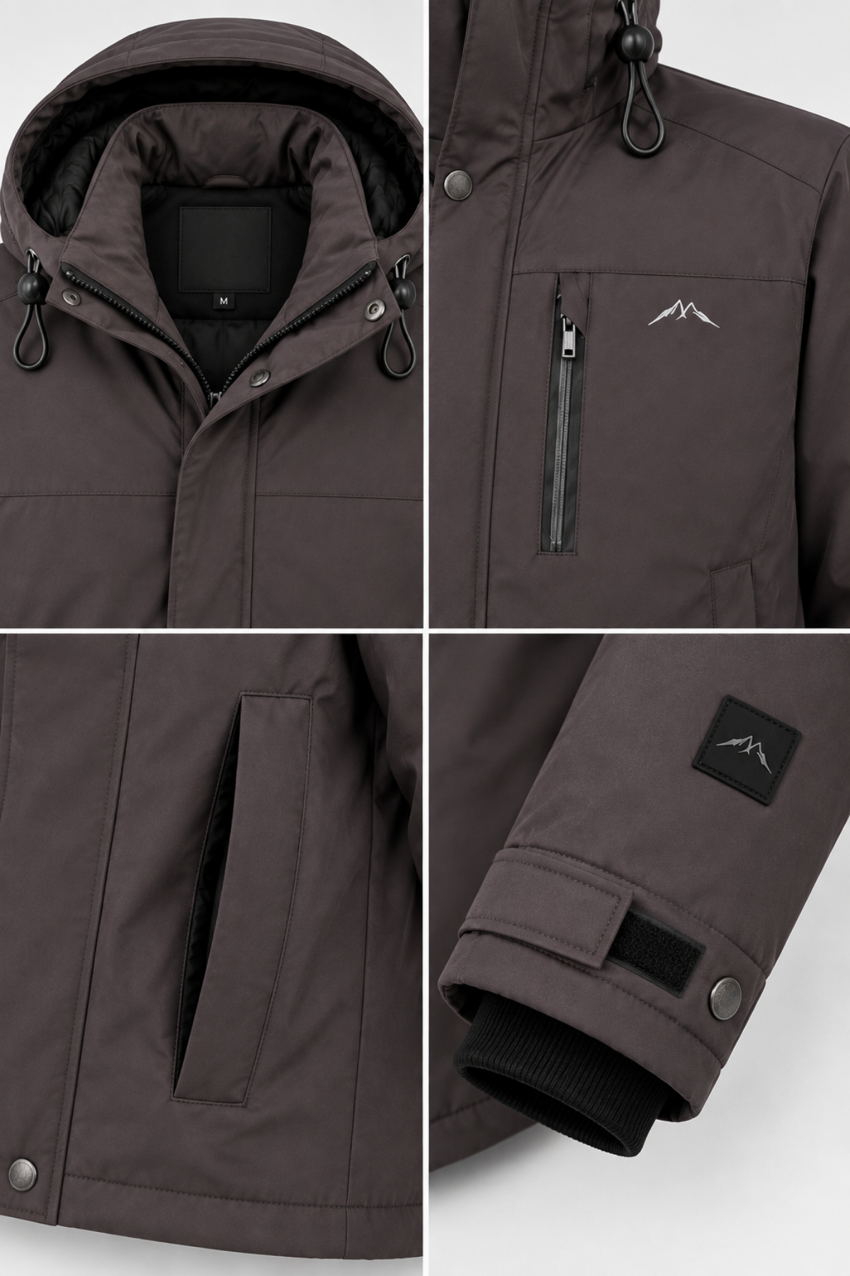 Erkek Gri Kapüşonlu Kışlık Softshell Suya Dayanıklı Fermuarlı Cepli Outdoor Mont